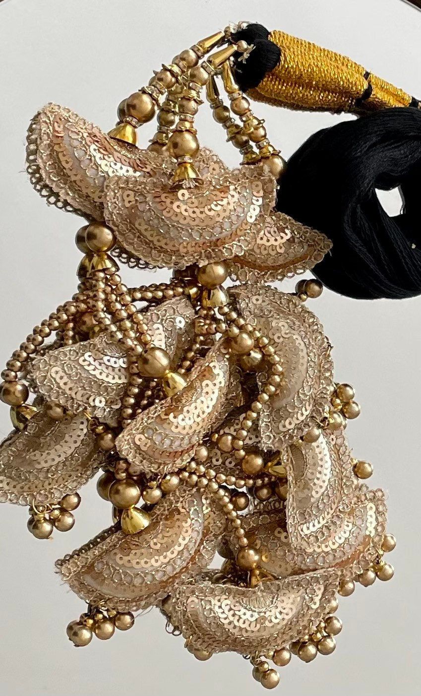Long Latkan Paranda: Punjabi Wedding Hair Braid with Sequins