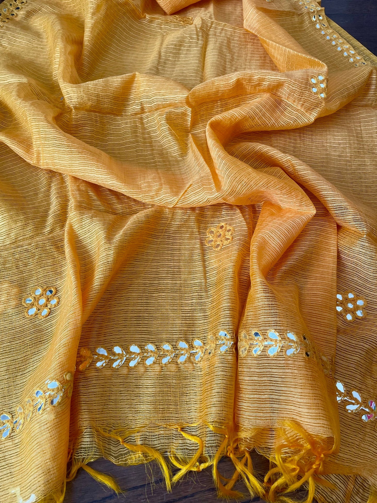 Summer Kota Doria Cotton Dupattas Casual dressing Foil Mirror Border Tassels Would Complement Summer Lawn suits Kurtis Shalwar