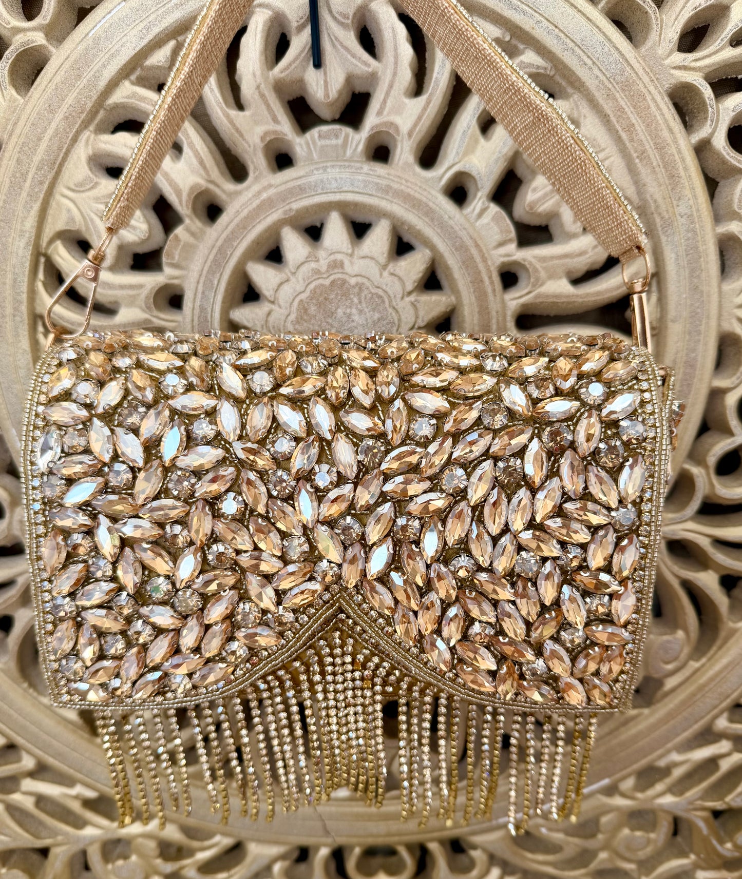 Gold Embellished Bridal Clutch | Statement Wedding Handbag | Beaded Evening Bag