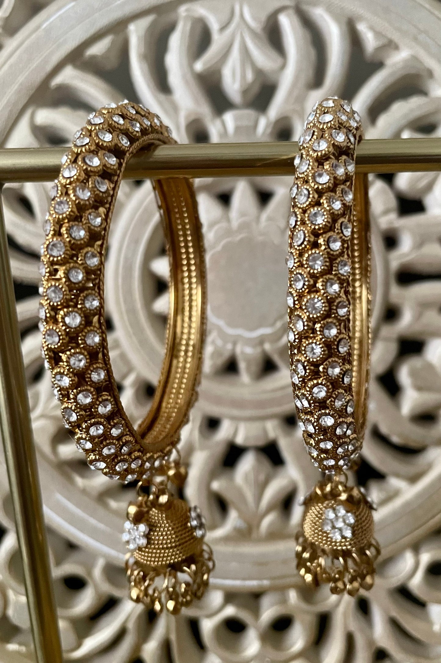 Extra Large 2-12 Indian Bangles Stack, Jewellery Metal Bollywood Weddings Eid Diwali Parties Dangling Jhumki