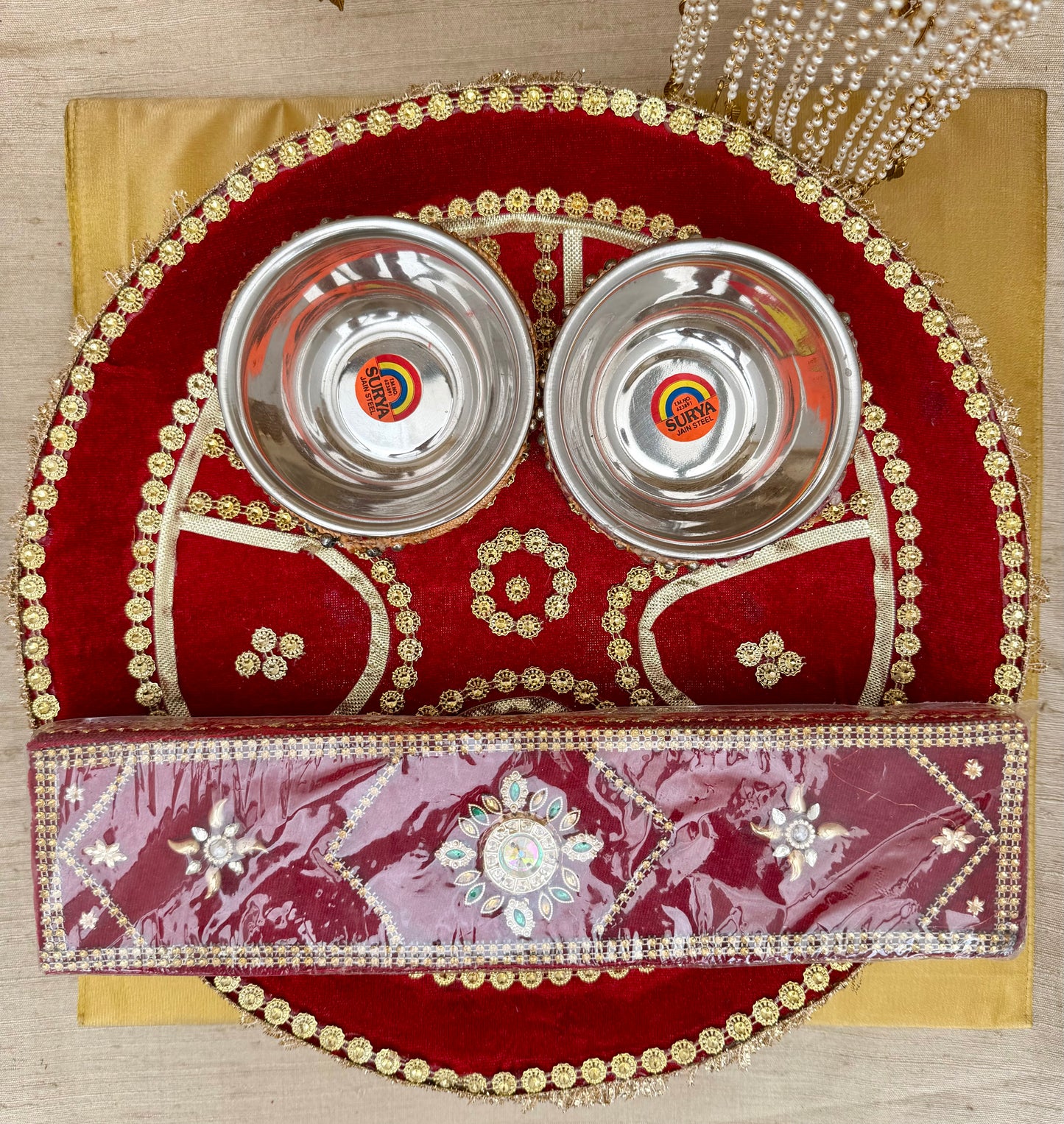 4 Pieces Bride/Groom Mehndi Mayian Haldi Thaal Tel Vatna Ceremony| With Phatti| Clearance**
