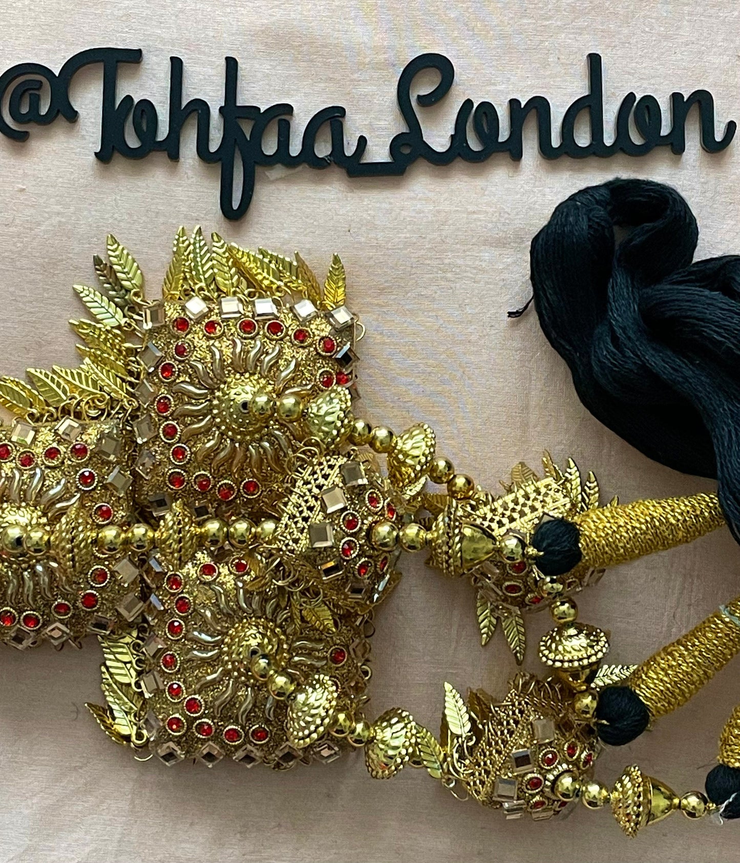 Punjabi Parandi Braid: Gold Kaleera Latkan with Kundan Rhinestones