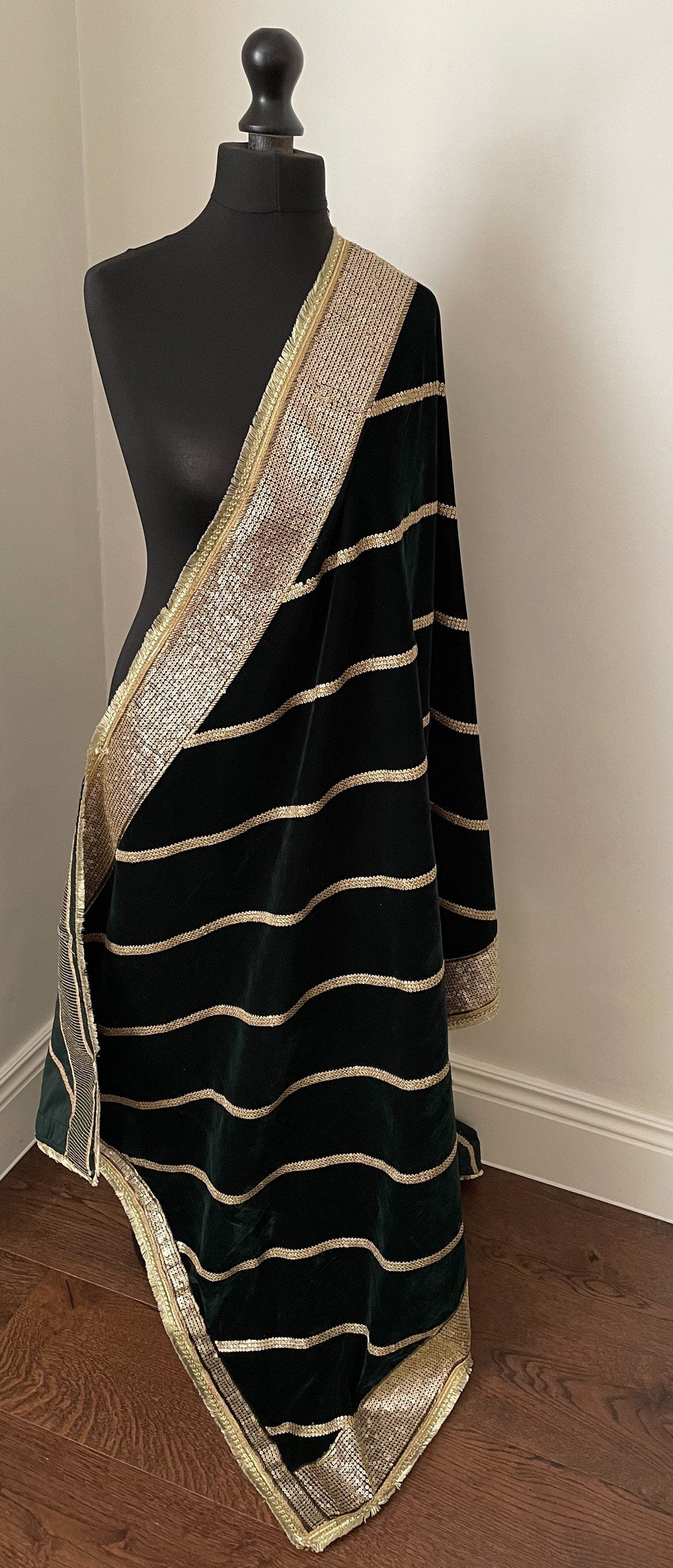 Green Velvet Sequin Embroidered Shawl Duppattas for Winters Weddings Lohri dressing update Salwar Kameez Lehengas Kurtis for the Festive Season