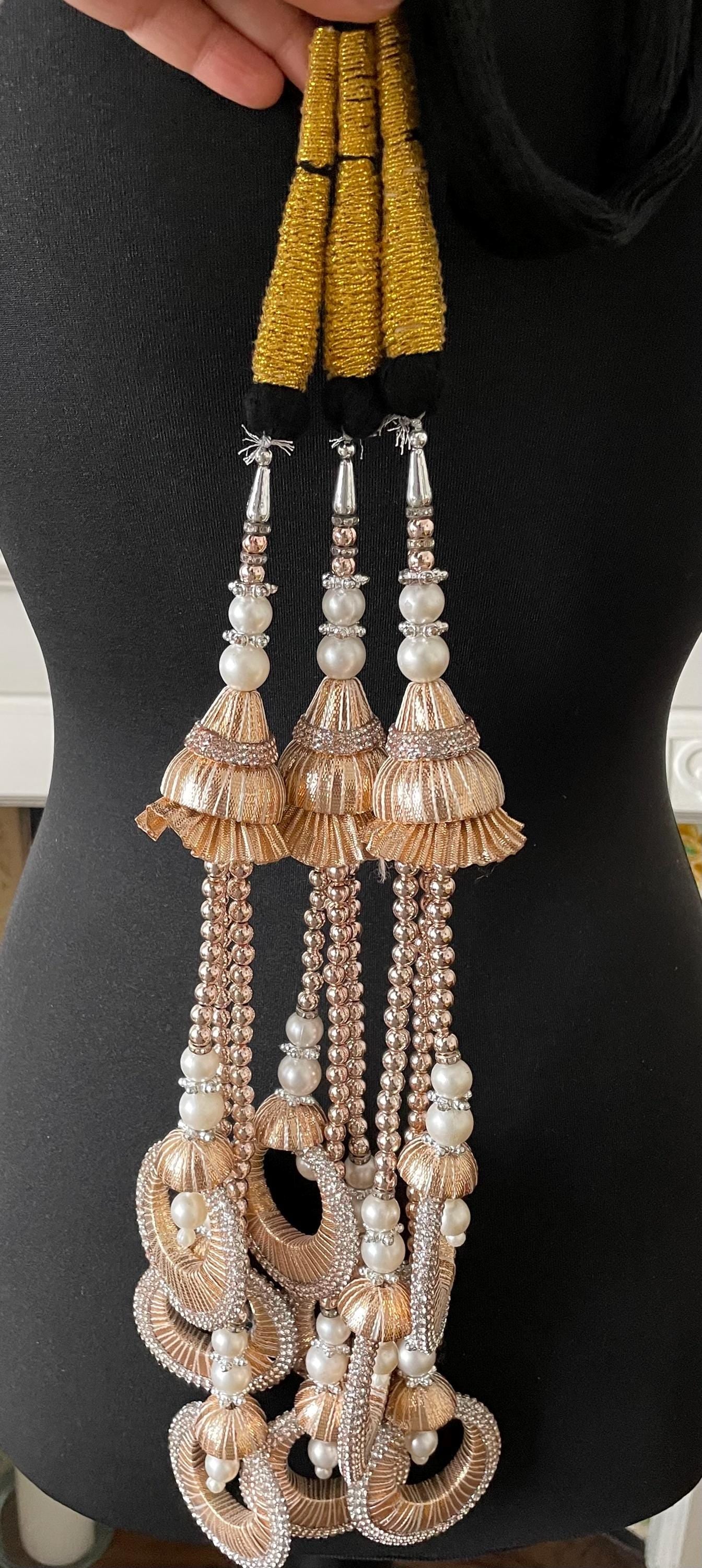 Bridal Paranda: Rose Gold Punjabi Hair Tassel with Pearls