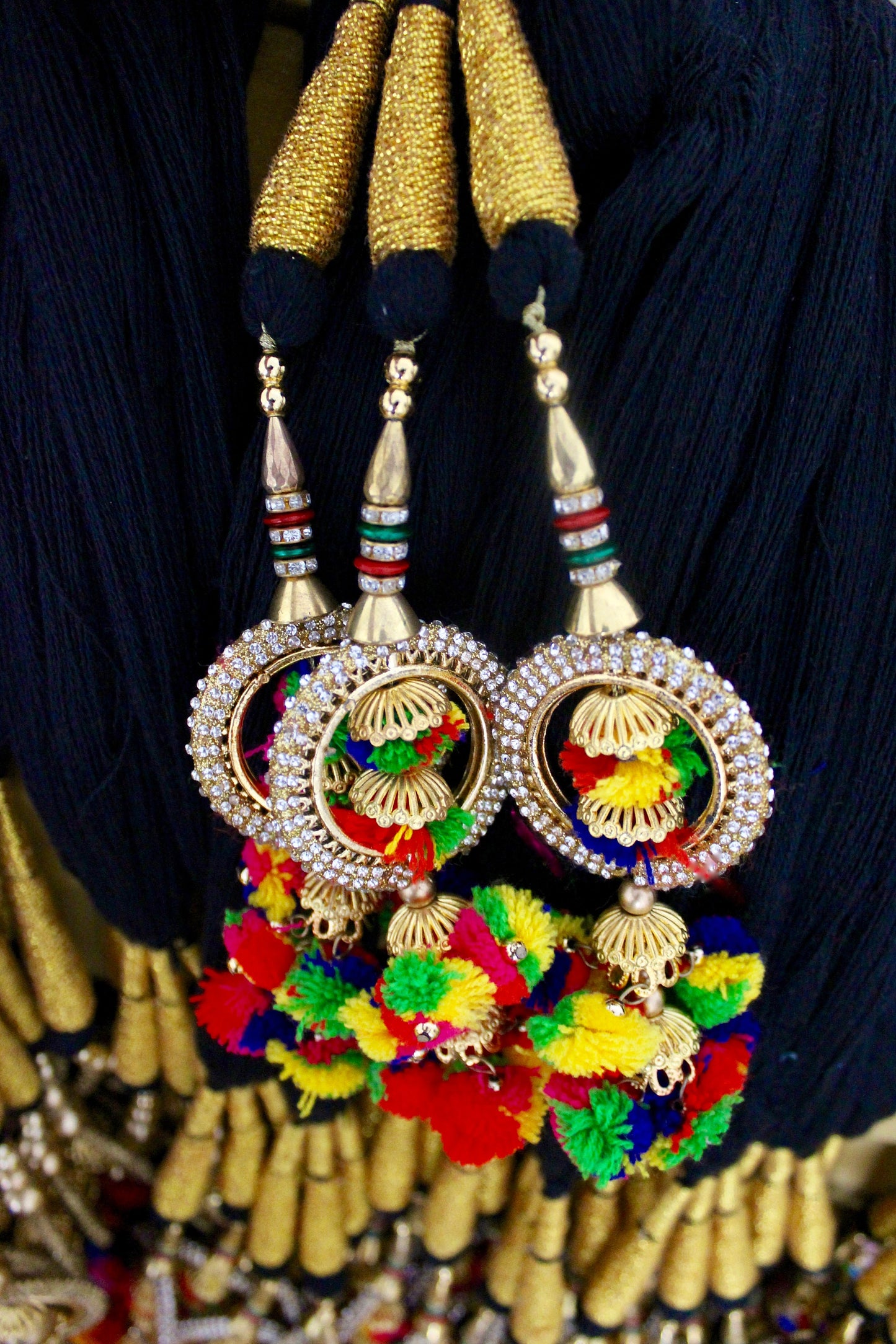 Gold Multi Pom Pom Parandi: Punjabi Wedding Hair Braid Accessory