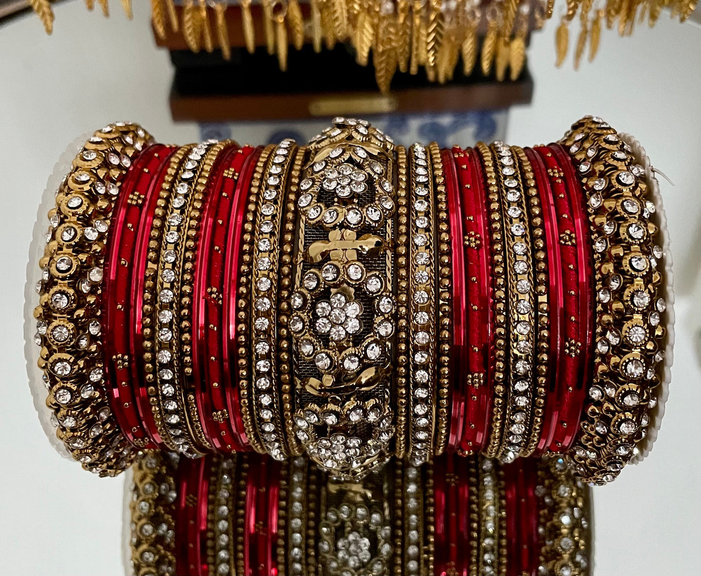 Thread & Diamante Bangle Set: Bridal Jewelry Stack