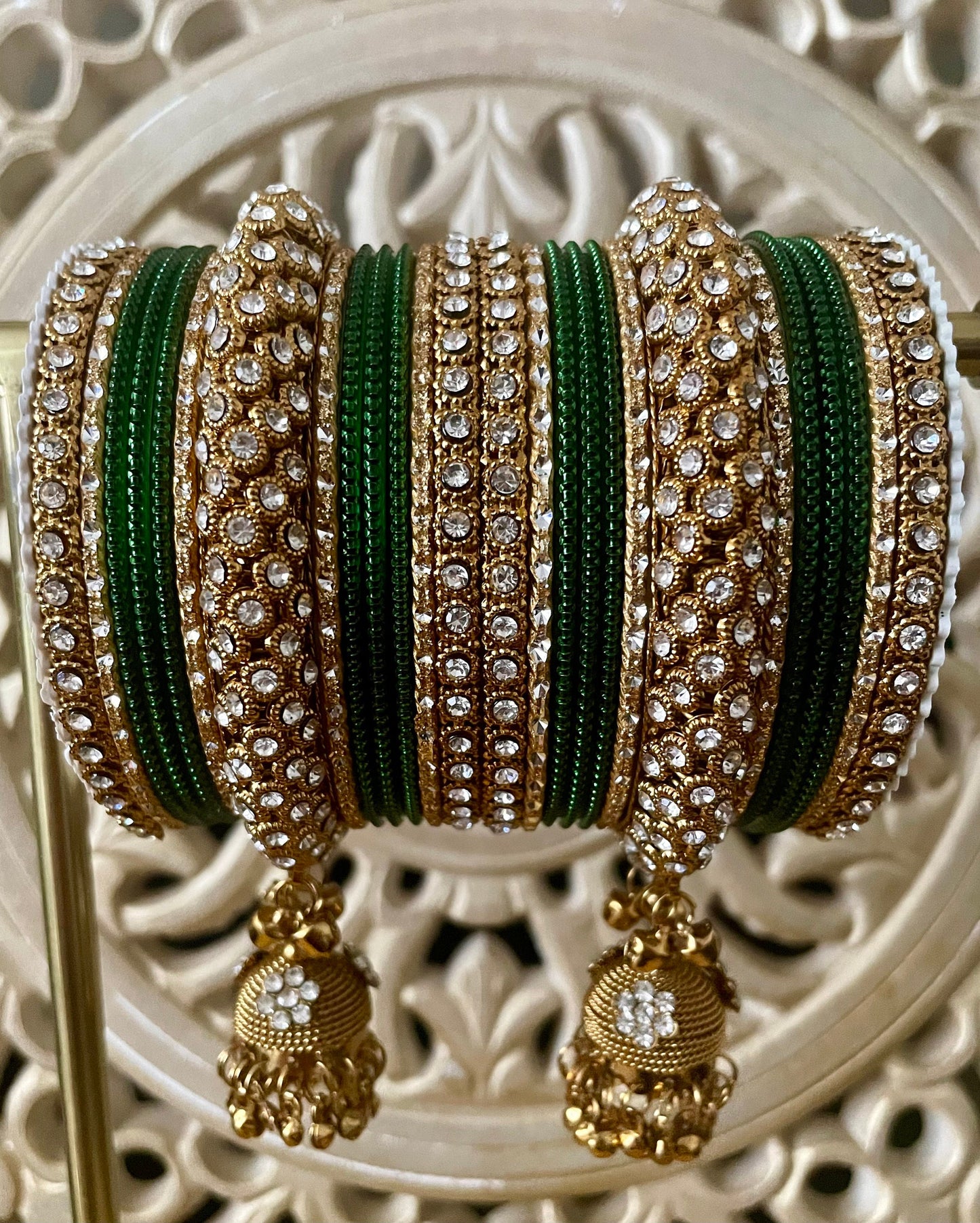 Extra Large 2-12 Indian Bangles Stack, Jewellery Metal Bollywood Weddings Eid Diwali Parties Dangling Jhumki