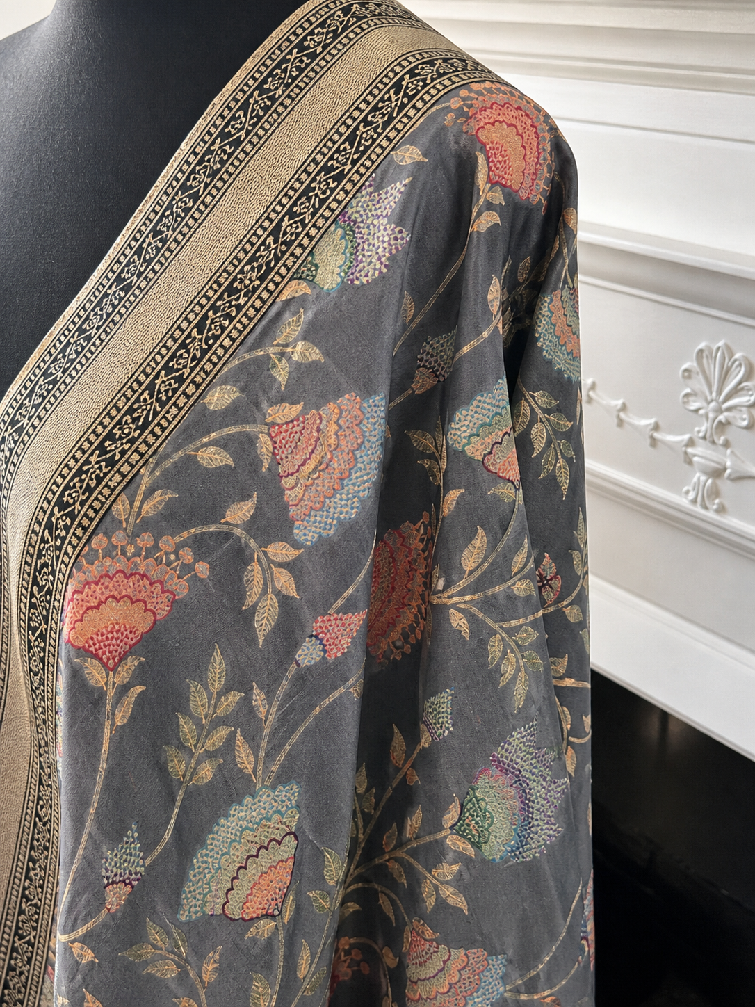 Grey Gray Elegant & Suave Benarsi Banarsi Zari Woven Silk Duppattas Scarf Chunni Chunri Odhni