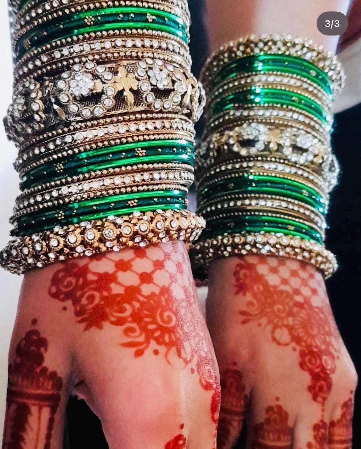 Thread & Diamante Bangle Set: Bridal Jewelry Stack