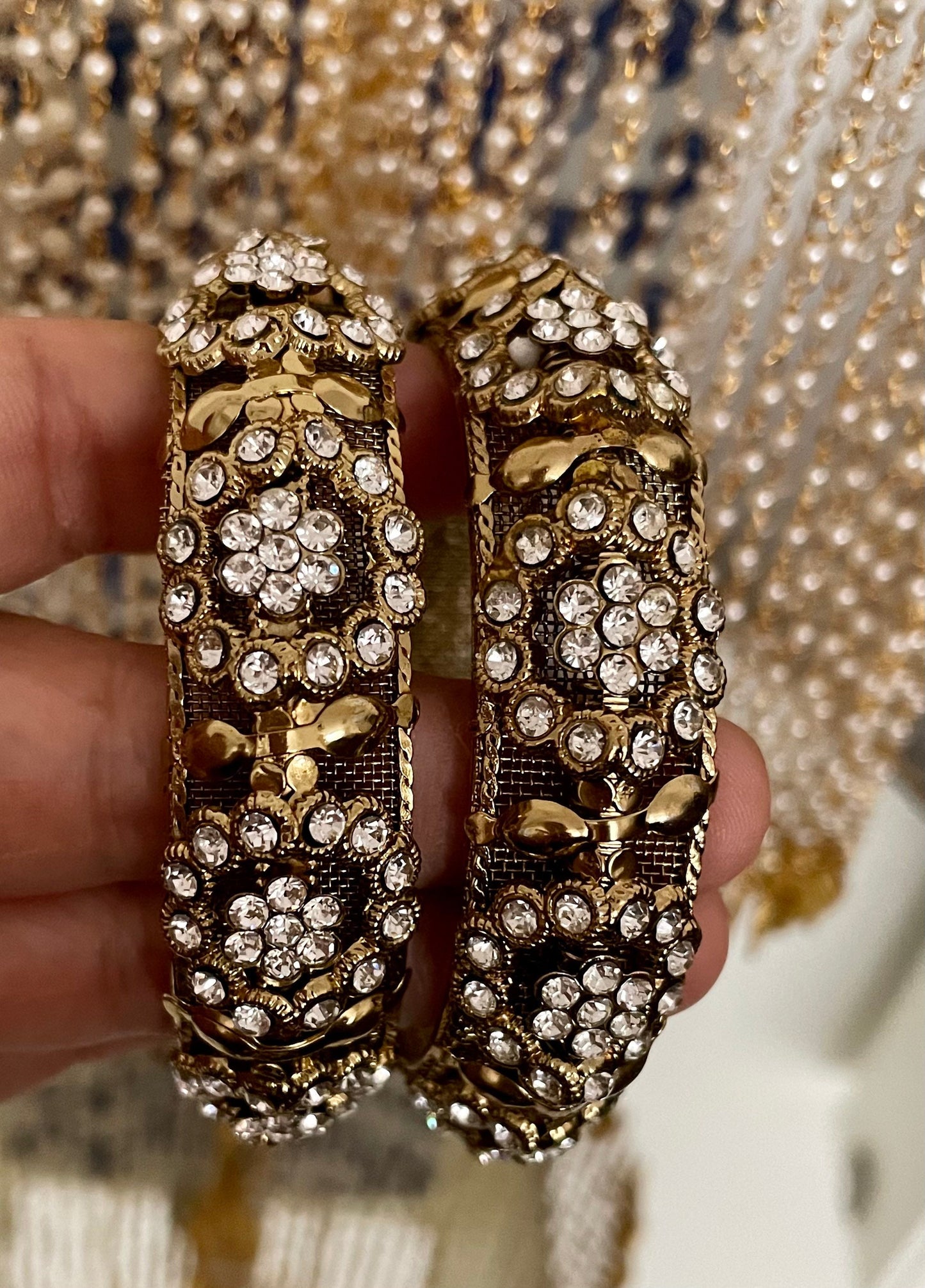 Thread & Diamante Bangle Set: Bridal Jewelry Stack
