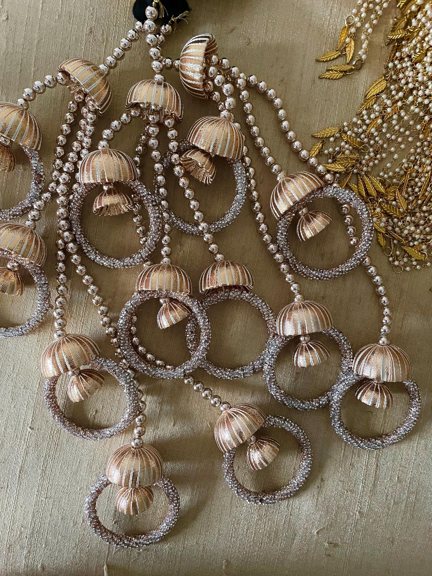 Bridal Paranda: Punjabi Wedding Hair Tassel with Rose Gold Gota