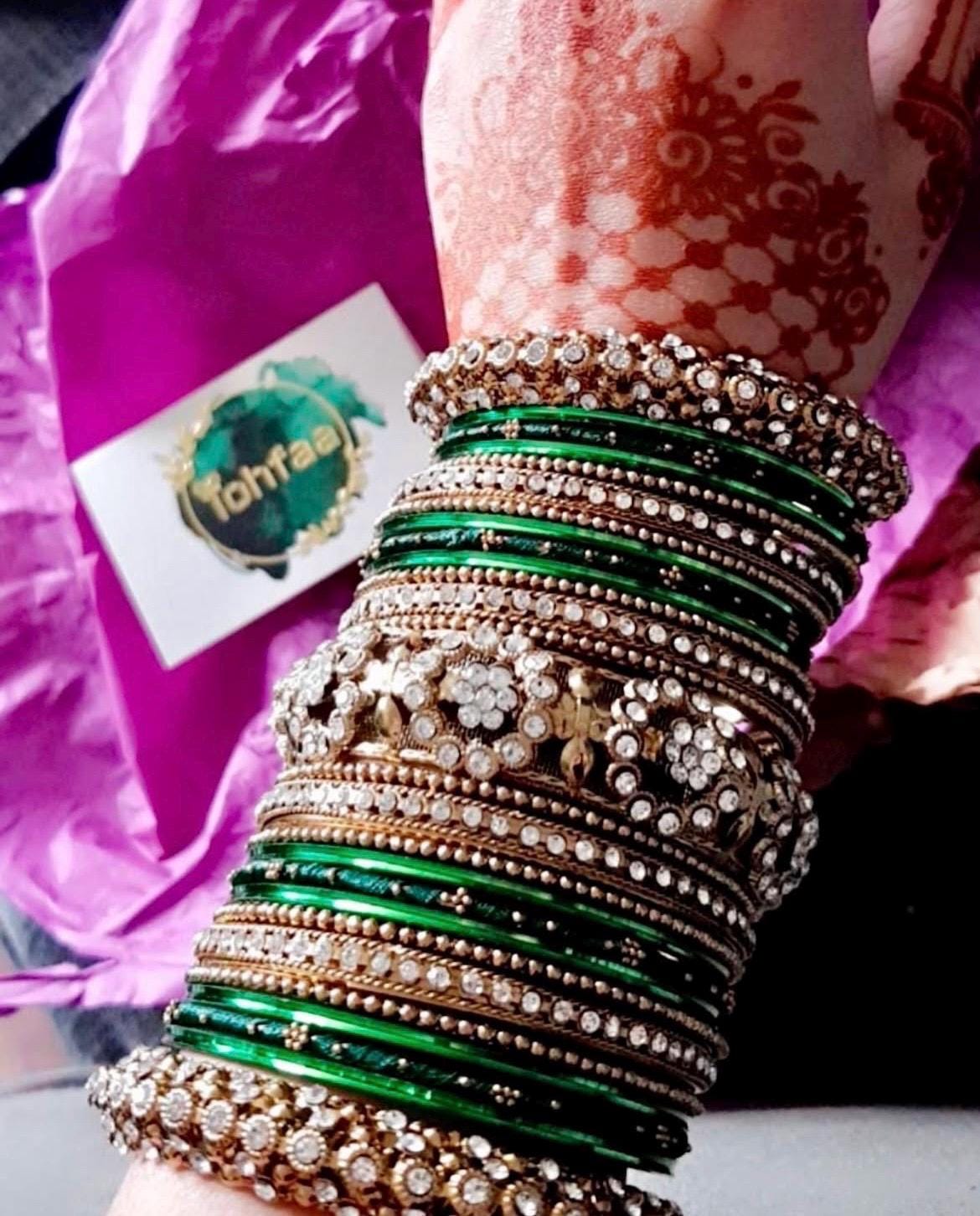 Thread & Diamante Bangle Set: Bridal Jewelry Stack