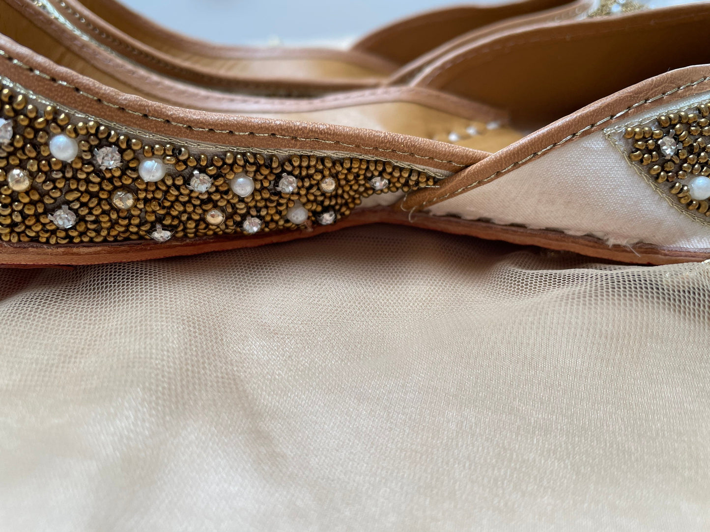 Ornate Gold Clustered Juttis Punjabi Jooti Women Shoes Khussa Embroidered pumps Bridal Shoes