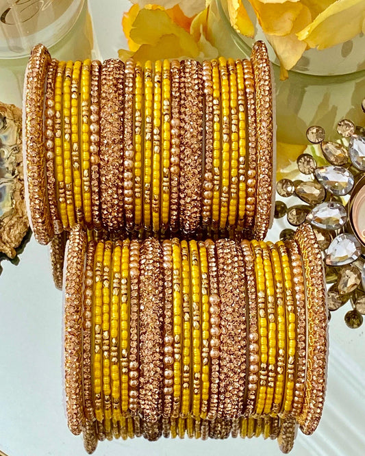 Glass Bangles| 2-8| Yellow Karwa Chauth Eid Diwali