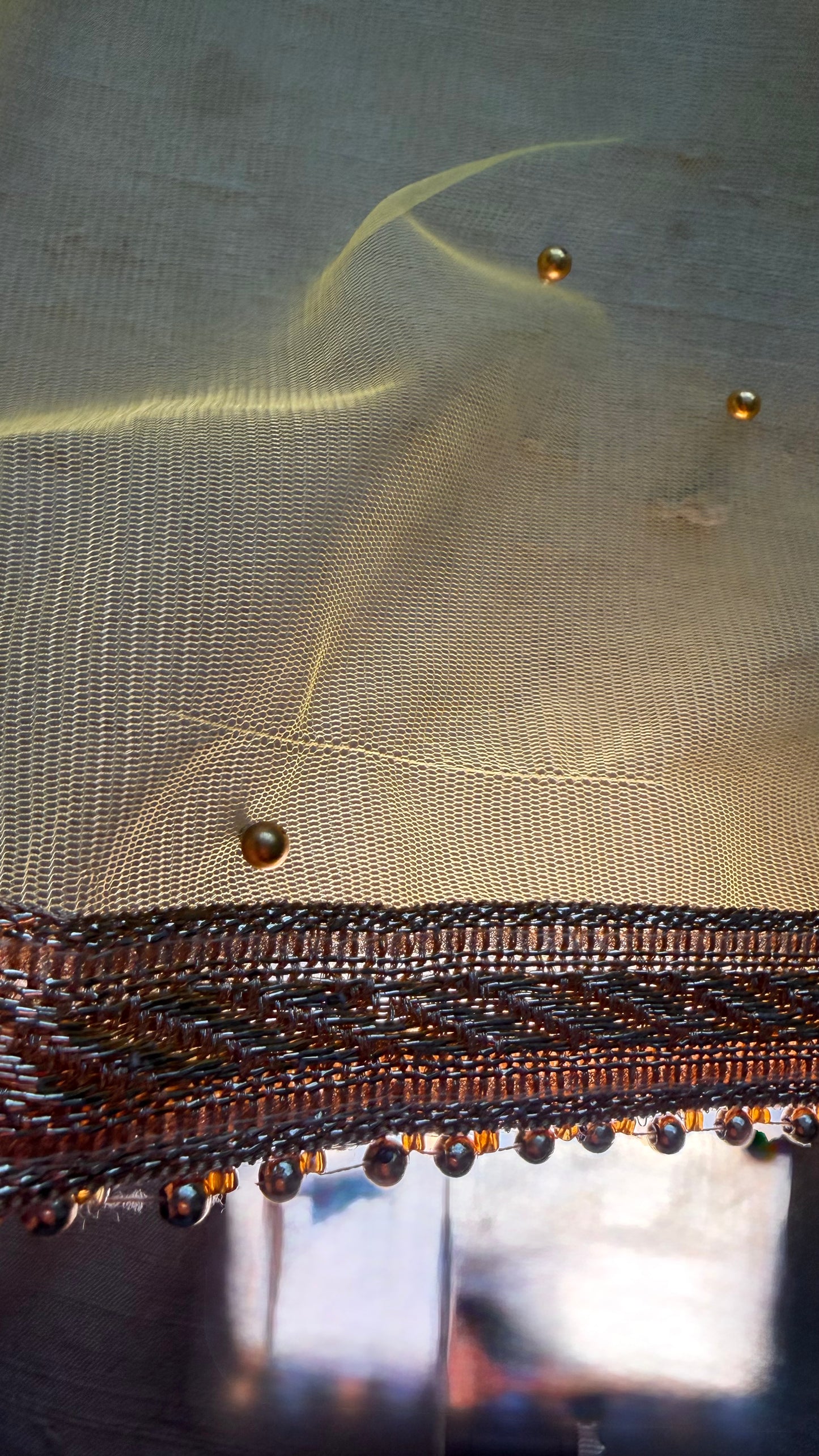 Yellow Net Dupatta| Sample Sale| Net| All over beads| Border | Latkan| Clearance might have slight defects**