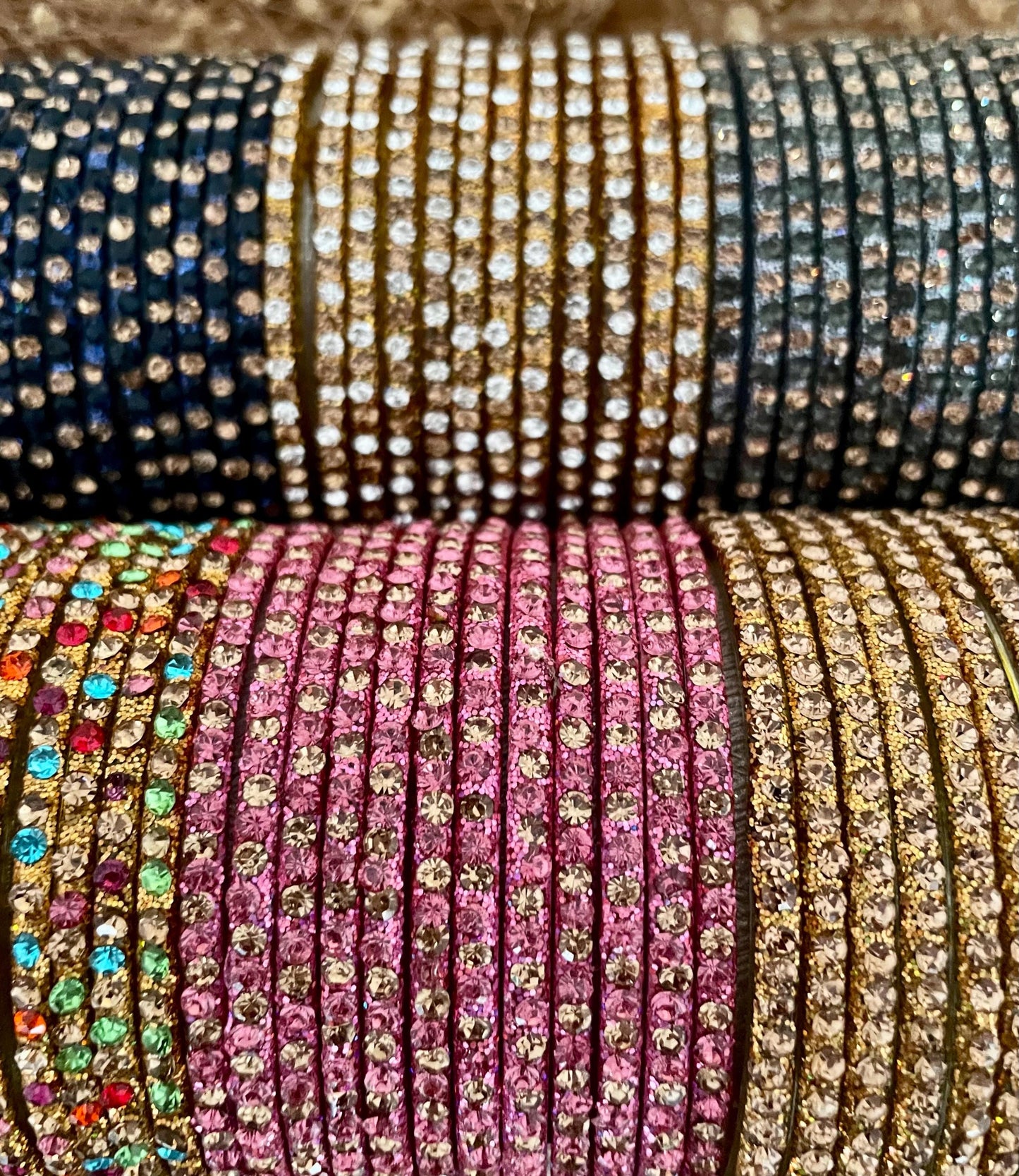Teal Peacock Green Coloured Glass Bangles with sparkling LCD stones| 10 Bangles