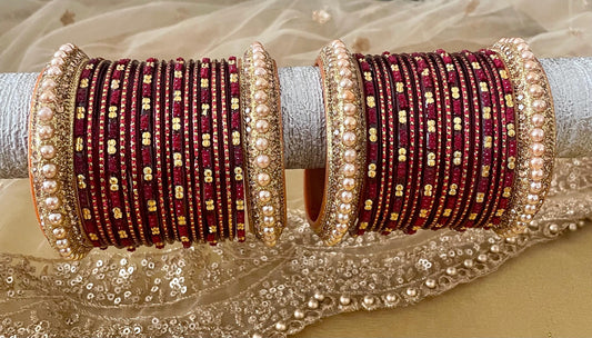 Glass Bangles| 2-8| Mehroon Dark-Red Karwa Chauth Eid Diwali