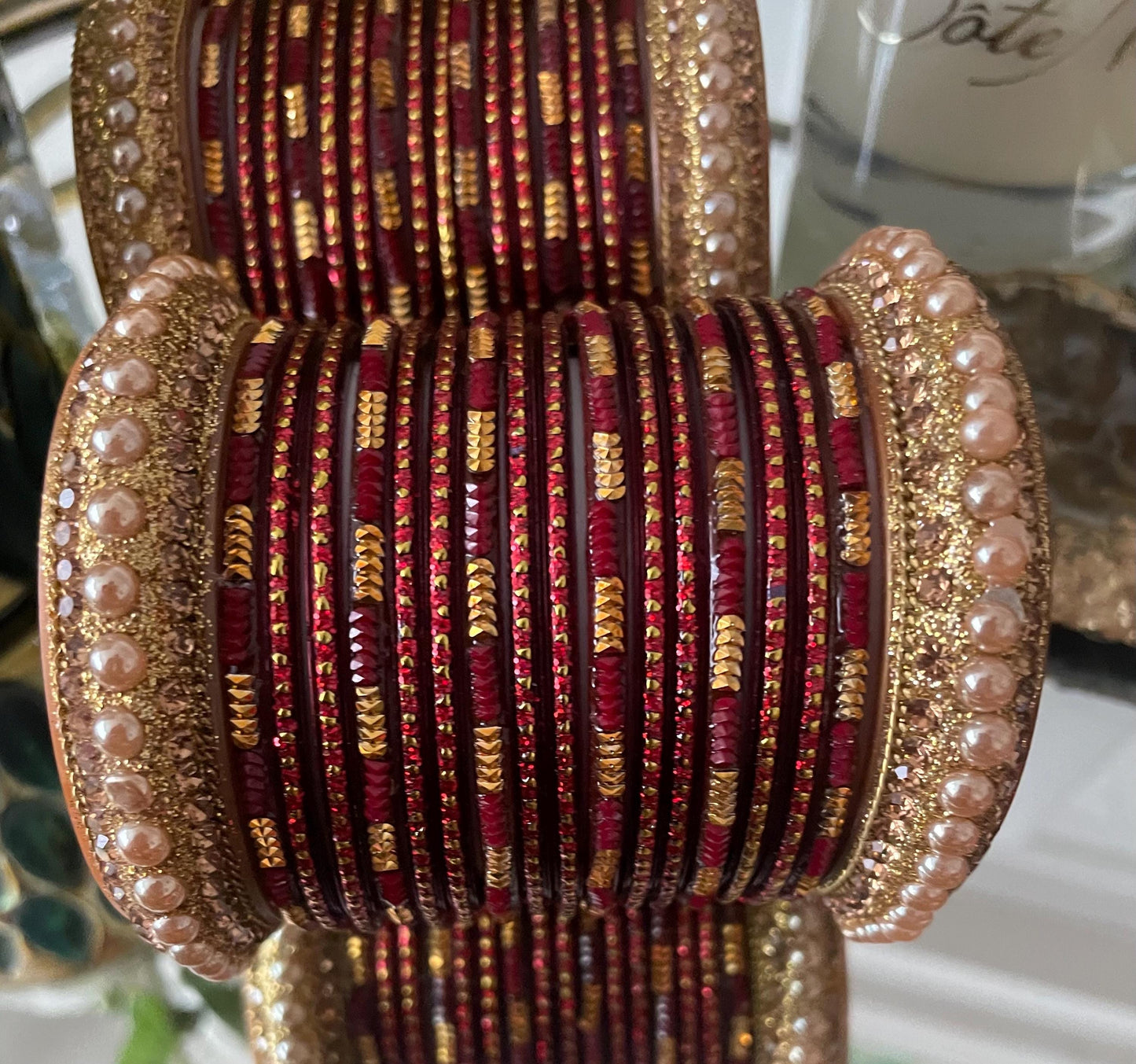 Glass Bangles| 2-4| Mehroon Dark-Red Karwa Chauth Eid Diwali