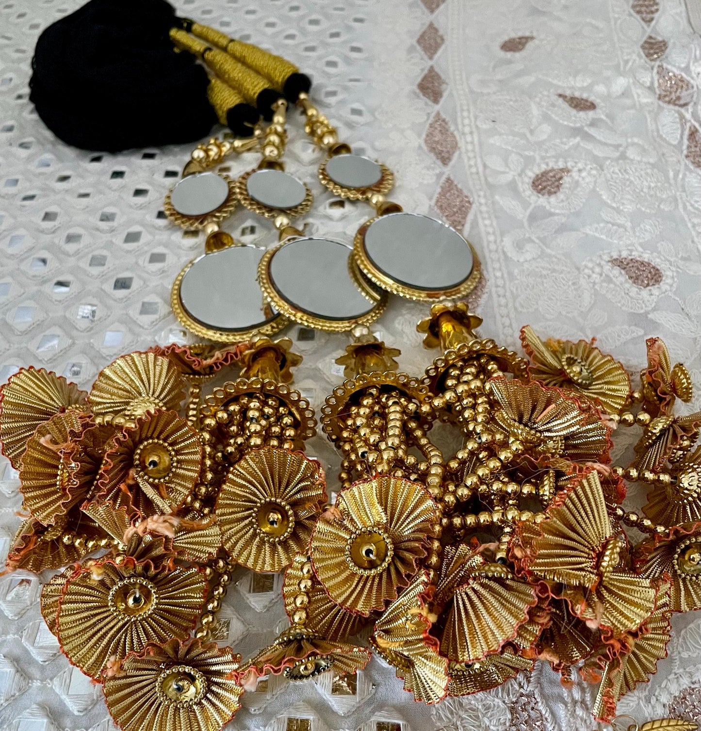 Gold Latkan Paranda: Punjabi Wedding Hair Braid Accessory