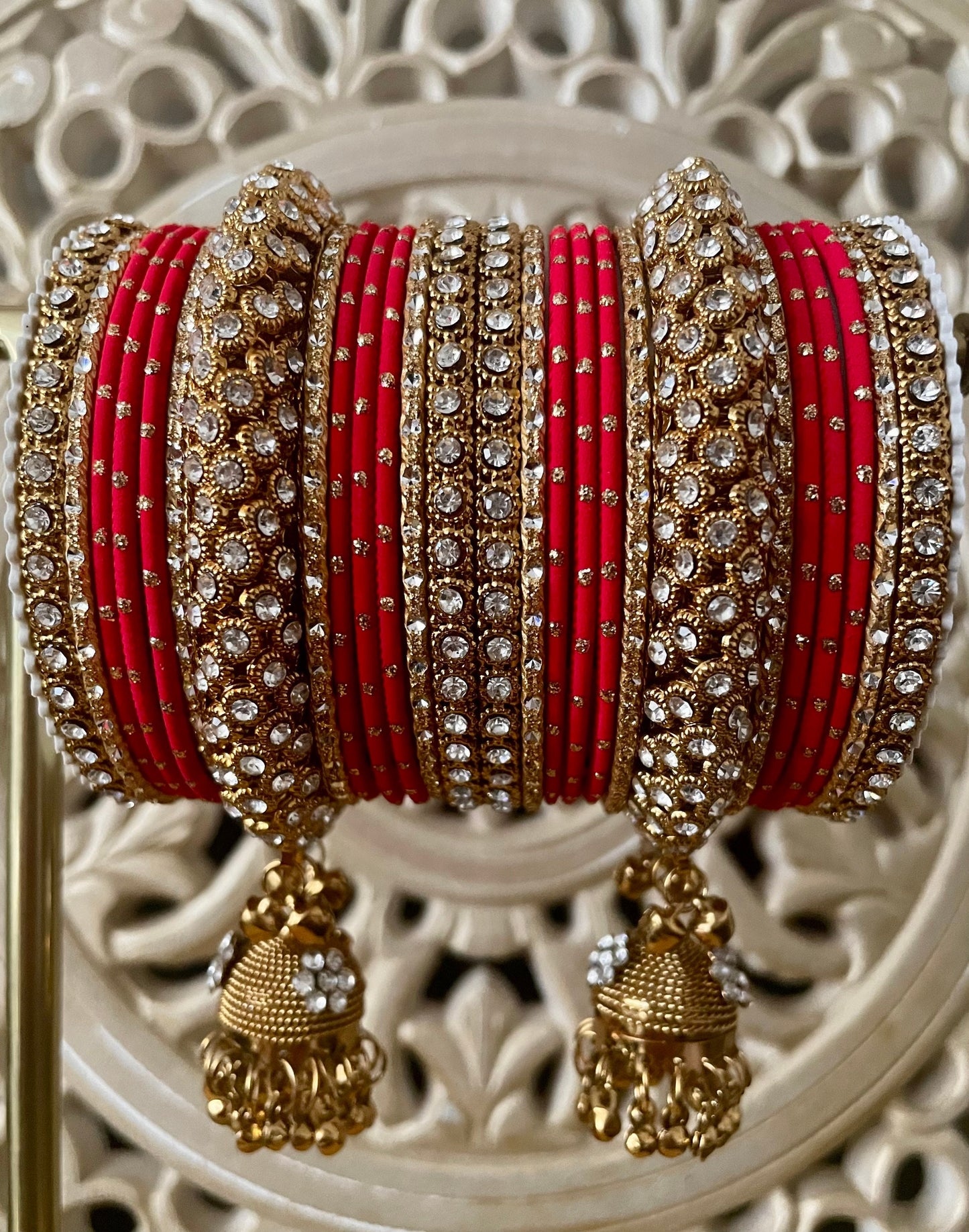 Extra Large 2-12 Indian Bangles Stack, Jewellery Metal Bollywood Weddings Eid Diwali Parties Dangling Jhumki