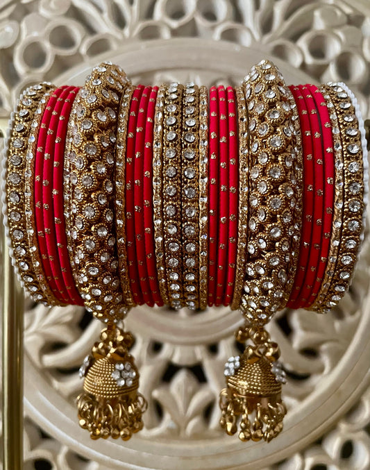 Extra Large 2-12 Indian Bangles Stack, Jewellery Metal Bollywood Weddings Eid Diwali Parties Dangling Jhumki
