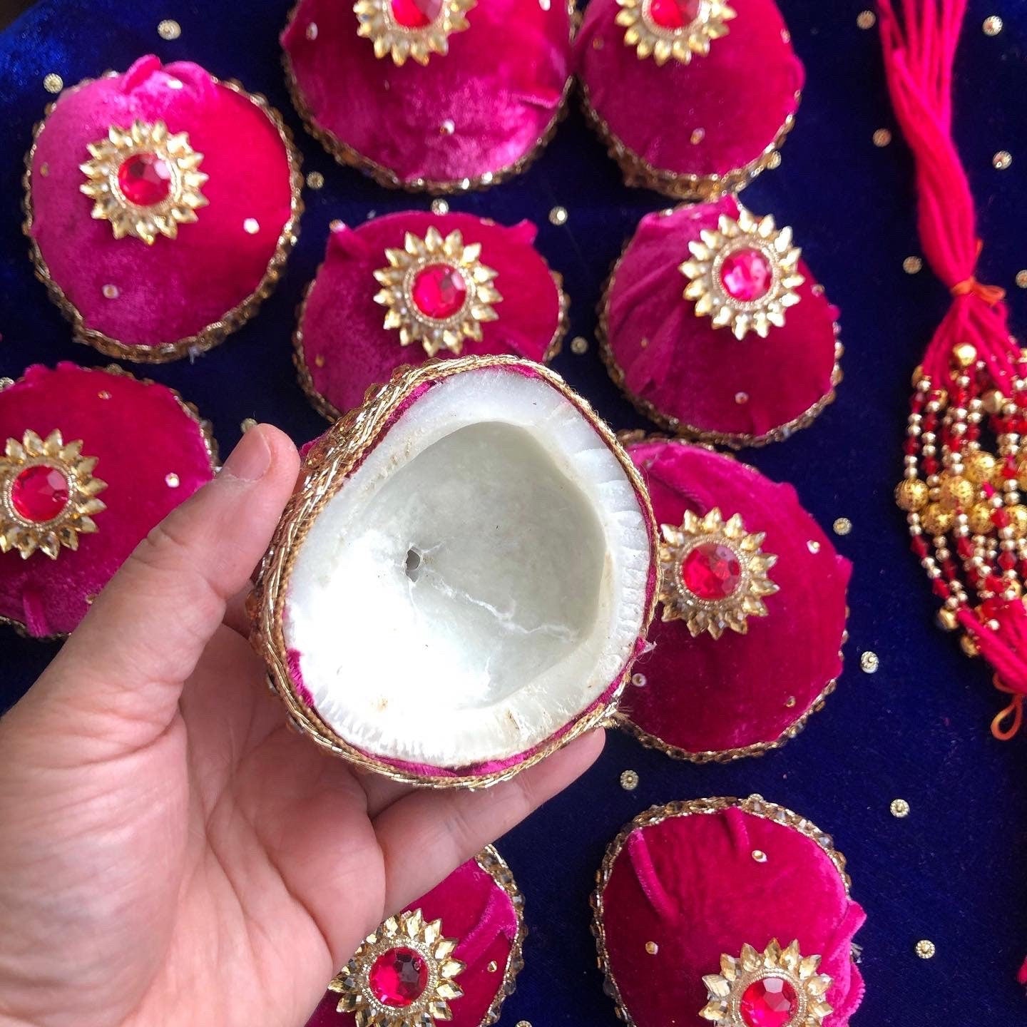 10 x Thuttis with extra decorations Coconut Halves Nariyal essential Sikh Wedding Ladies Milni South Indian Wedding Accessory Asian Weddings