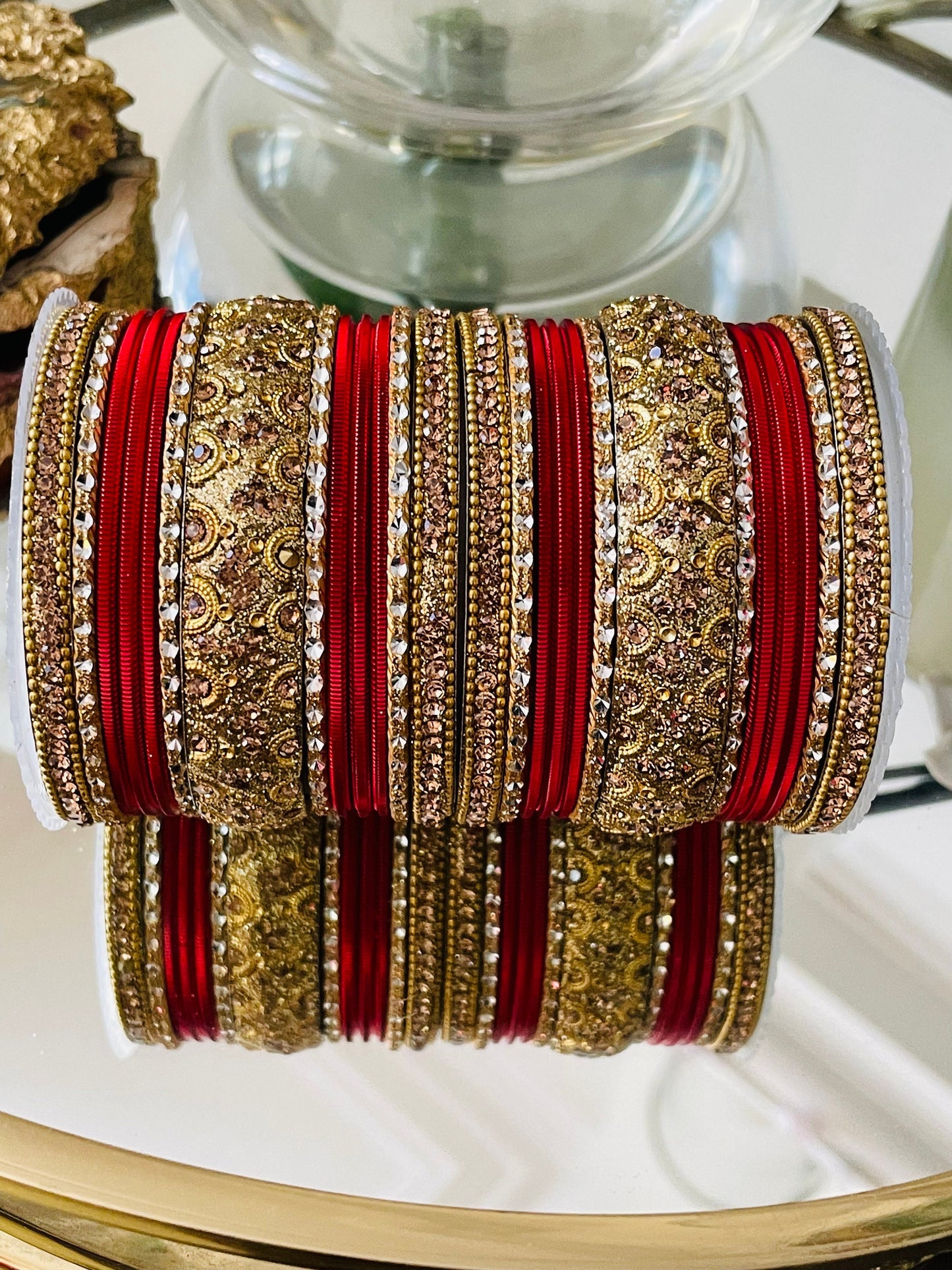 Indian Bangles: Metal Kangan Stack Jewelry, Festive Diwali Navratri