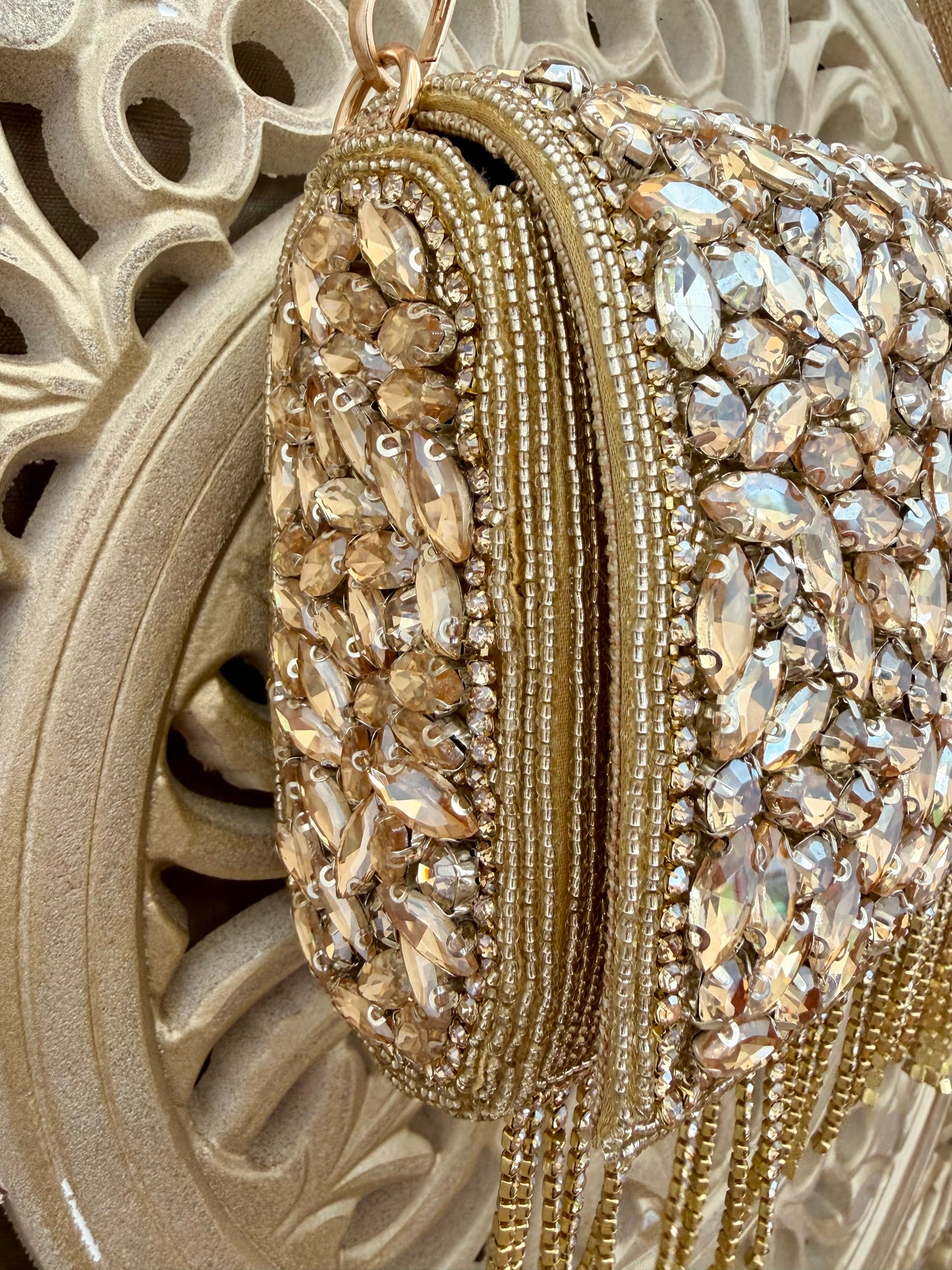 Gold Embellished Bridal Clutch | Statement Wedding Handbag | Beaded Evening Bag