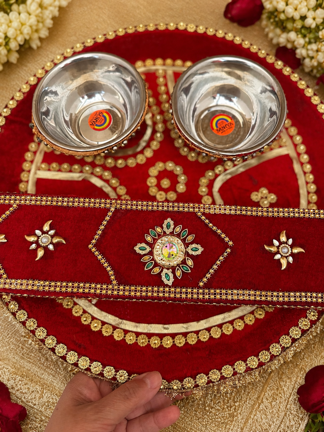 4 Pieces Bride/Groom Mehndi Mayian Haldi Thaal Tel Vatna Ceremony| With Phatti| Clearance**