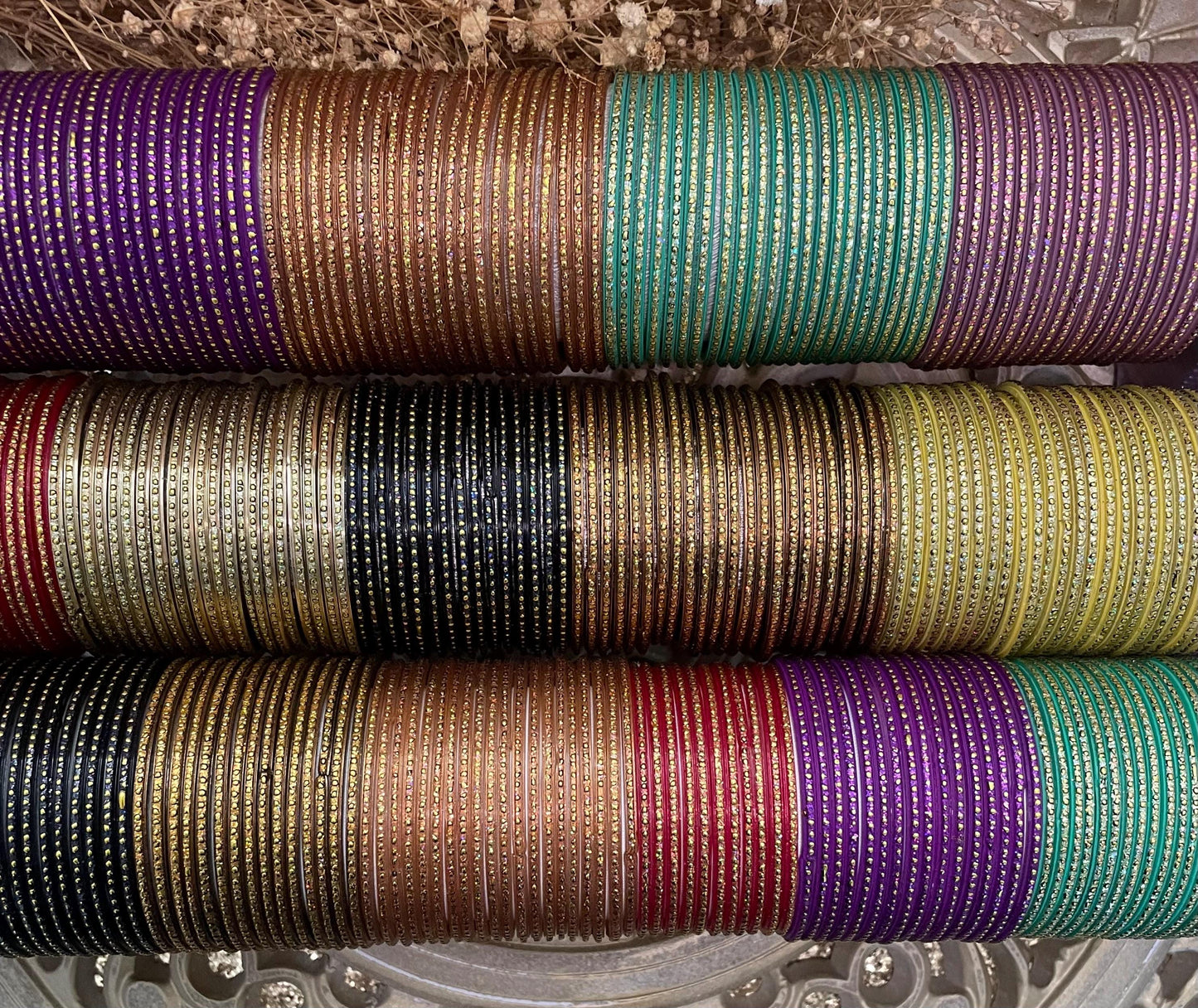 100 Glass Bangles or Set of 12 – Colorful Indian Stackable Bracelets – Traditional Bridal Jewelry – Bulk Ethnic Wrist Bangles for Women