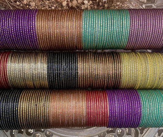 100 Glass Bangles or Set of 12 – Colorful Indian Stackable Bracelets – Traditional Bridal Jewelry – Bulk Ethnic Wrist Bangles for Women