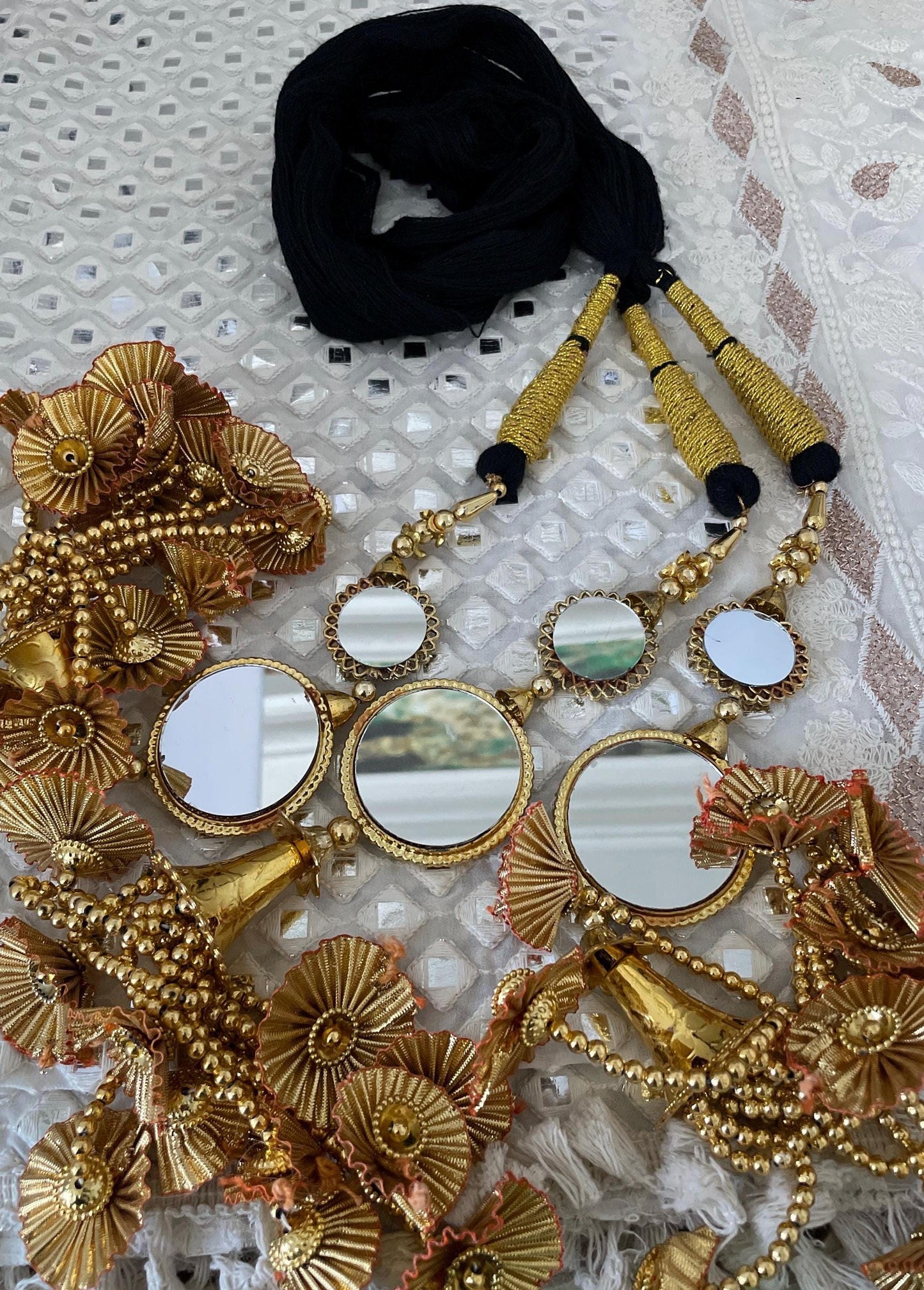 Gold Latkan Paranda: Punjabi Wedding Hair Braid Accessory