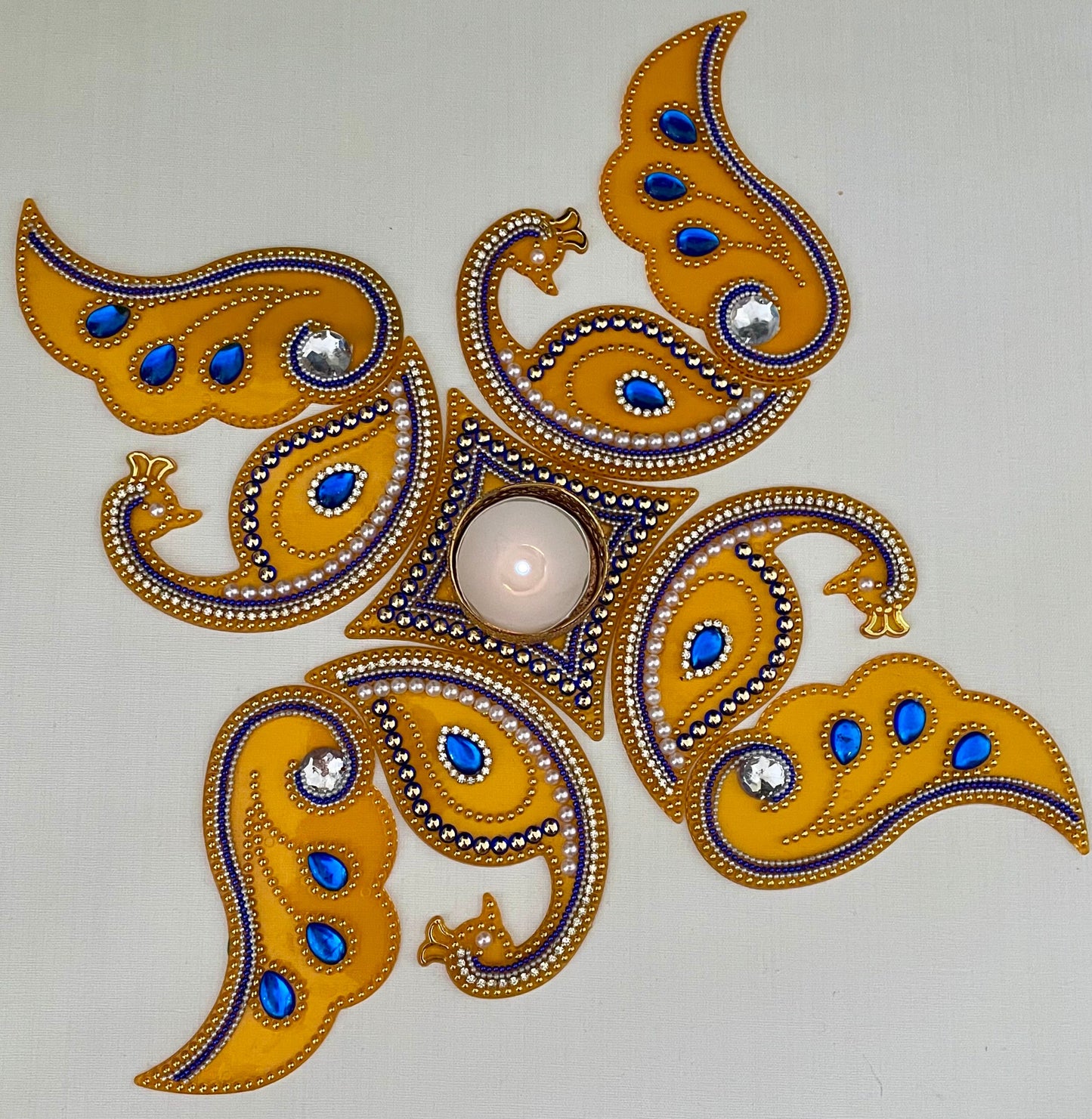 Peacock Rangoli Re-Usable Floor Art Weddings New Home Navratri Durga Pooja Mor Design with Diva Vati| Clearance