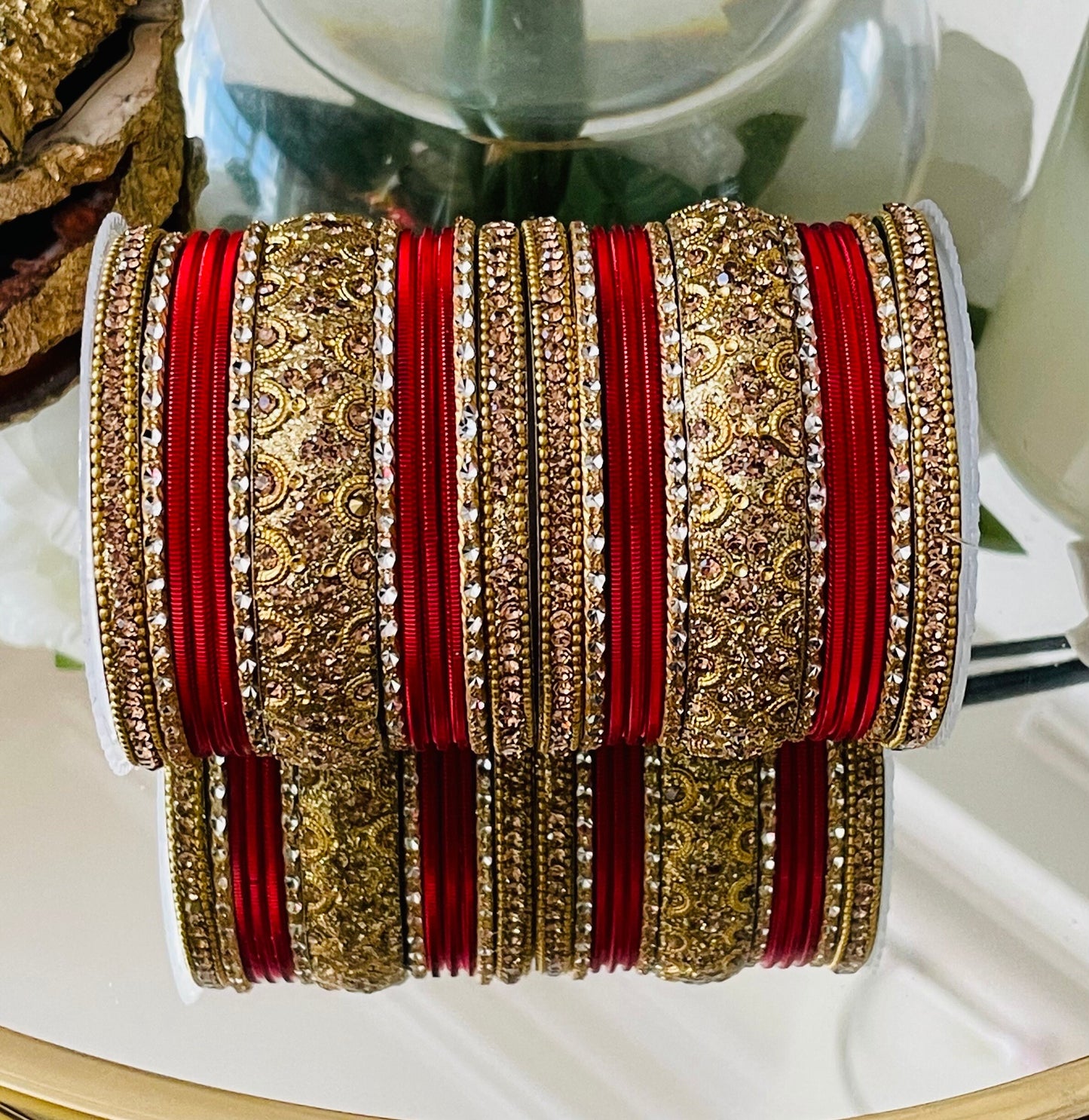 Indian Bangles: Metal Kangan Stack Jewelry, Festive Diwali Navratri