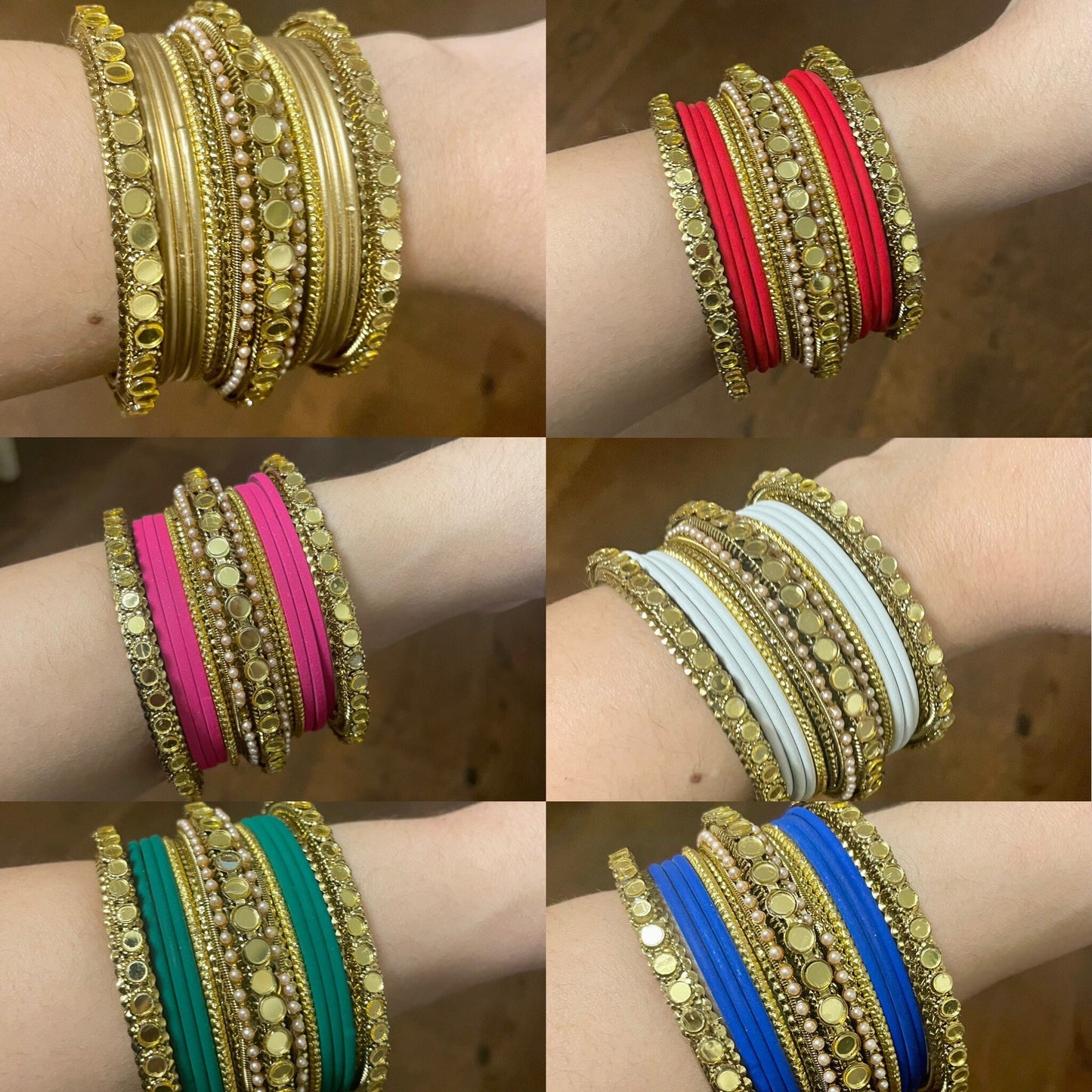 Indian Bangle Stack: Mirror Effect Metal Fashion Jewelry Set