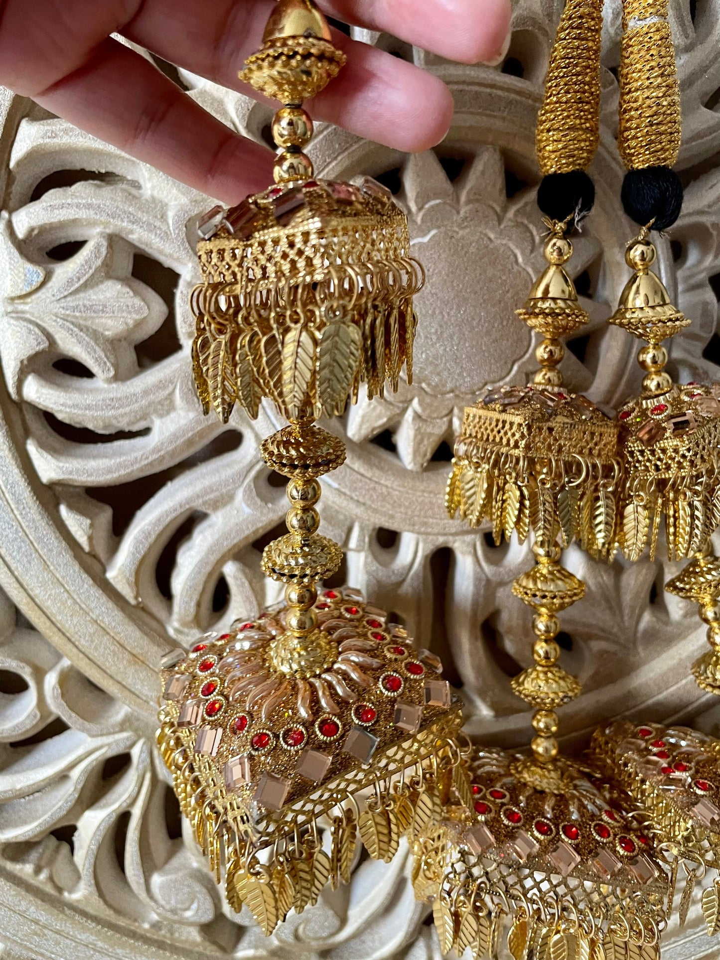 Punjabi Parandi Braid: Gold Kaleera Latkan with Kundan Rhinestones