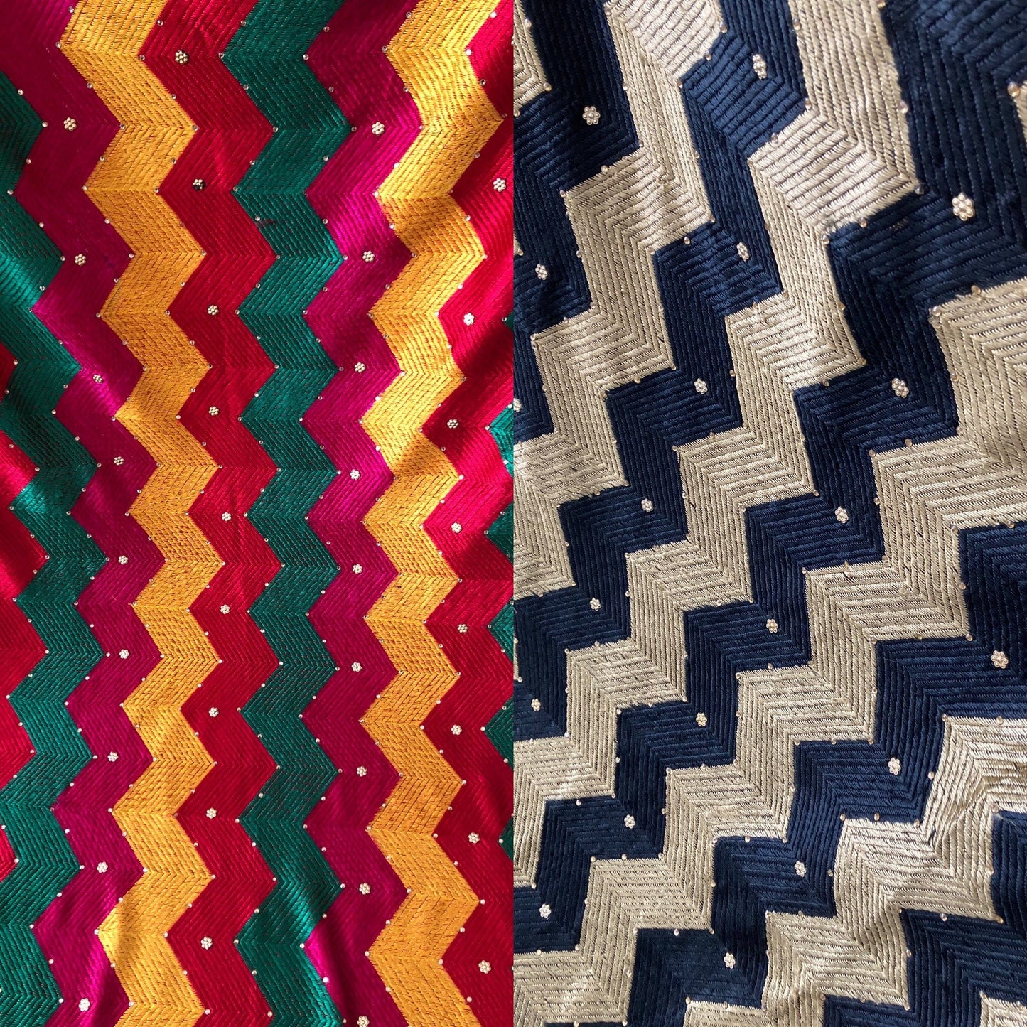 Chevron Phulkari Bagh Dupatta Fulkari with or Without embellishments Punjab Weddings Shawl Two Options Compliments any colour outfit| Clearance