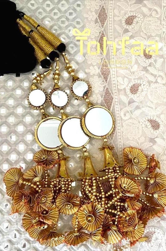Gold Latkan Paranda: Punjabi Wedding Hair Braid Accessory