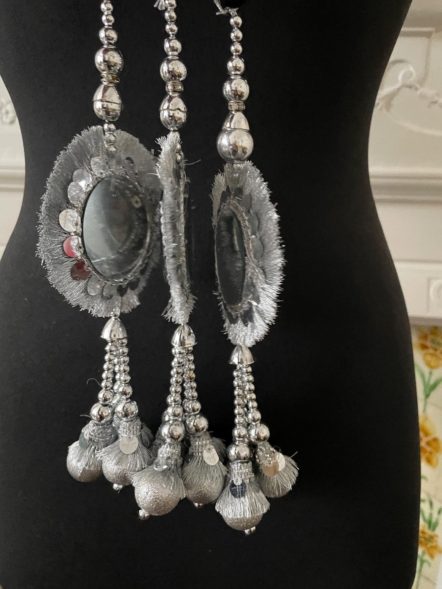 Silver Mirror Paranda Maiyoon Mehendi Eid Punjabi Wedding Hair Accessory