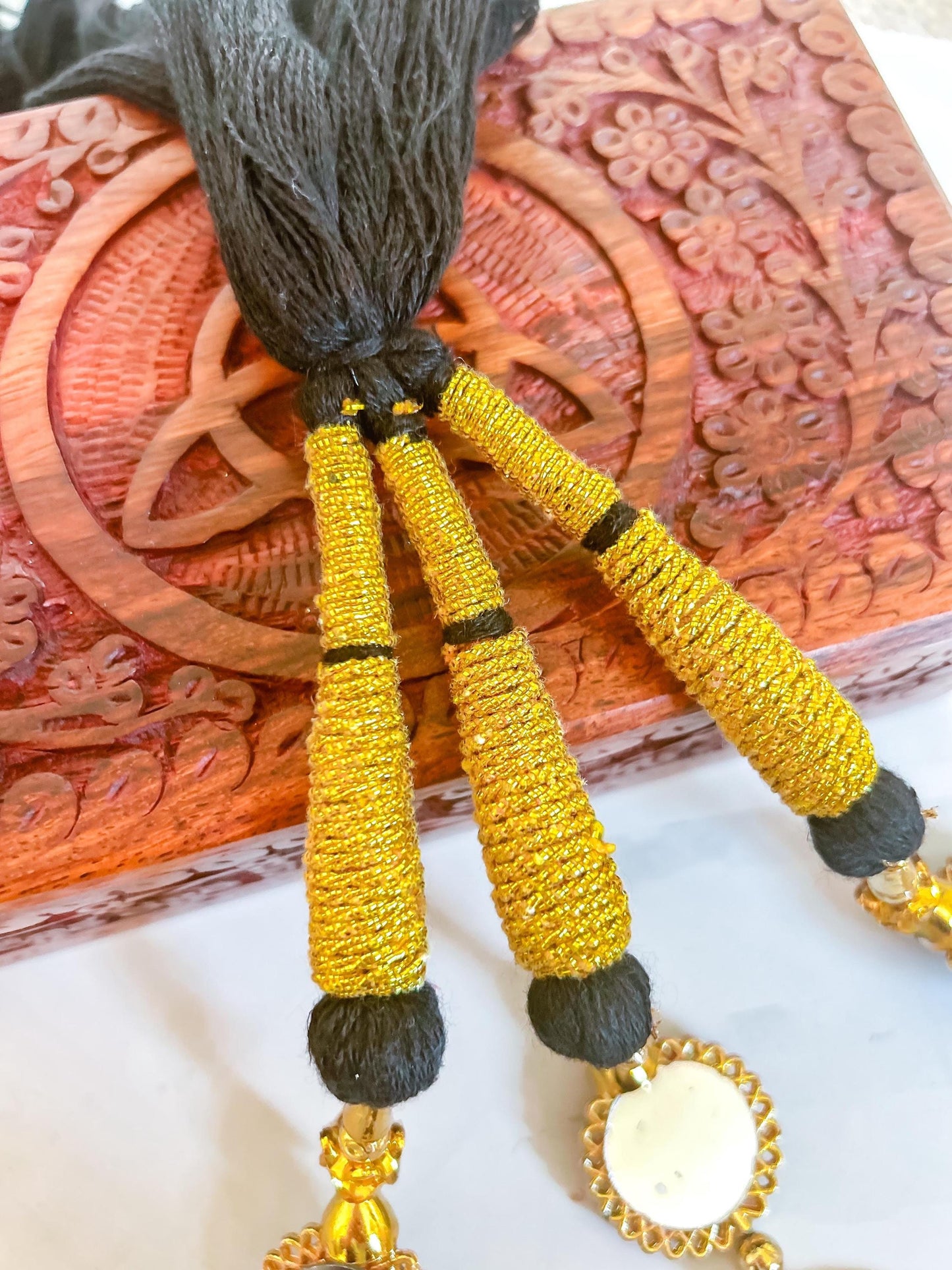 Gold Latkan Paranda: Punjabi Wedding Hair Braid Accessory
