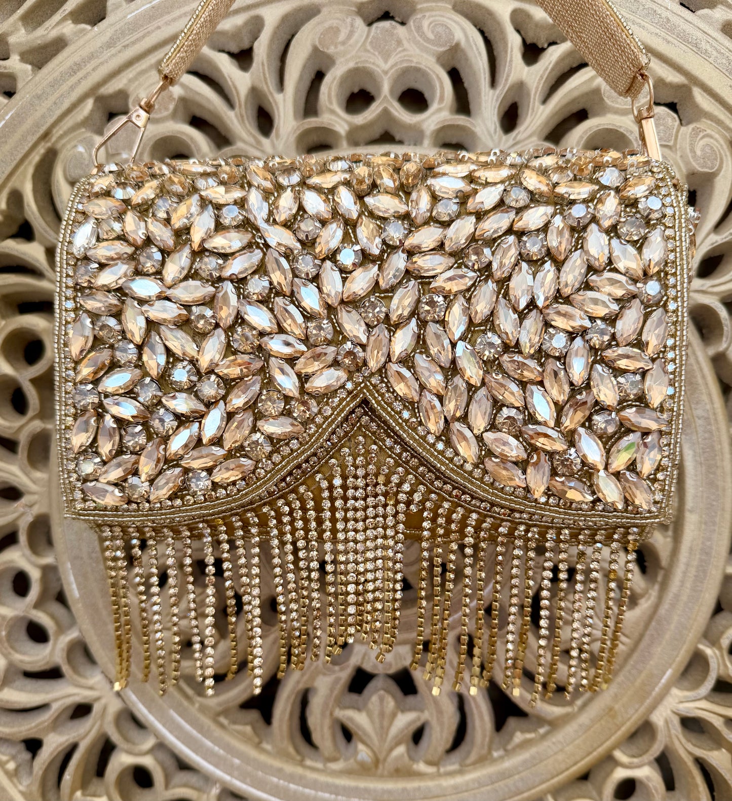 Gold Embellished Bridal Clutch | Statement Wedding Handbag | Beaded Evening Bag