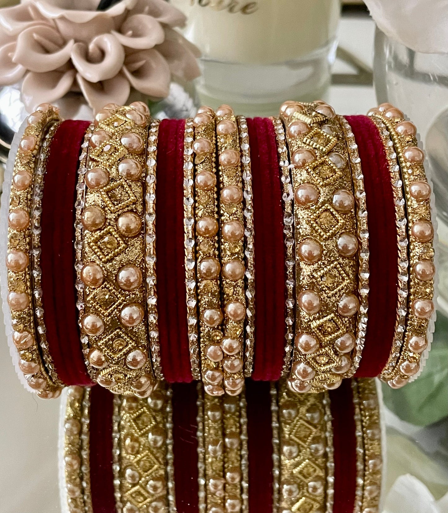 Indian Jewellery Bangles Stack Jewellery Velvet Metal Bangles Broad Kangan Perfect for Eid |Budget Item|