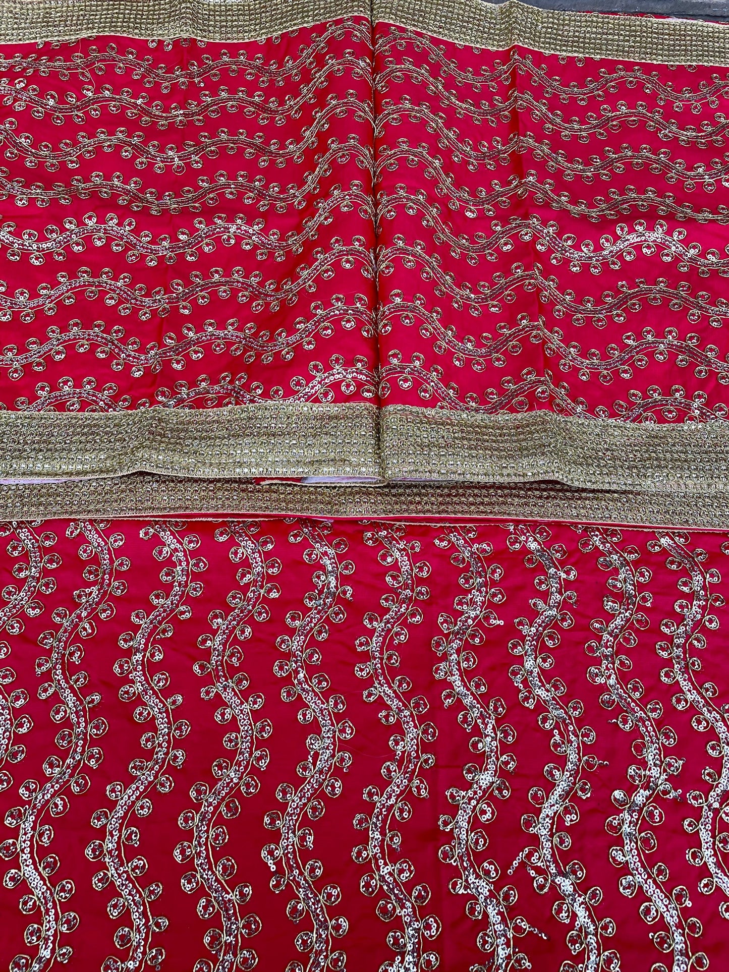 Guru Granth Sahib Rumala Sahib Set 4 pcs. Red embroidered Double Set with 2 Palkan. Sikh Punjabi Gurudwara Wedding Guru Granth Saheb