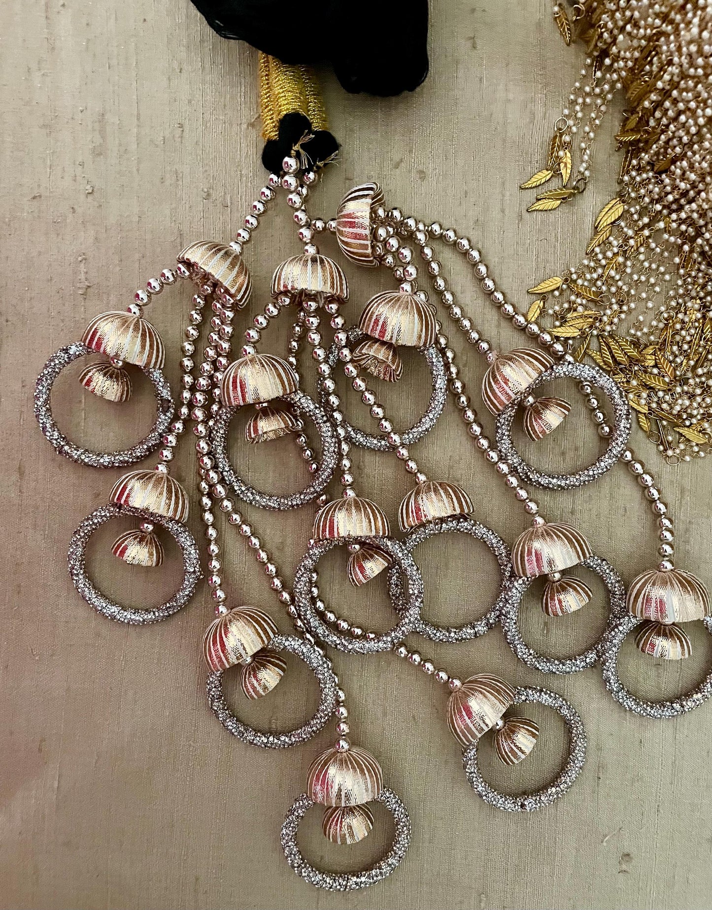 Bridal Paranda: Punjabi Wedding Hair Tassel with Rose Gold Gota
