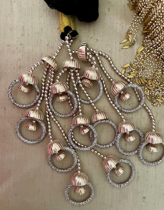 Bridal Paranda: Punjabi Wedding Hair Tassel with Rose Gold Gota