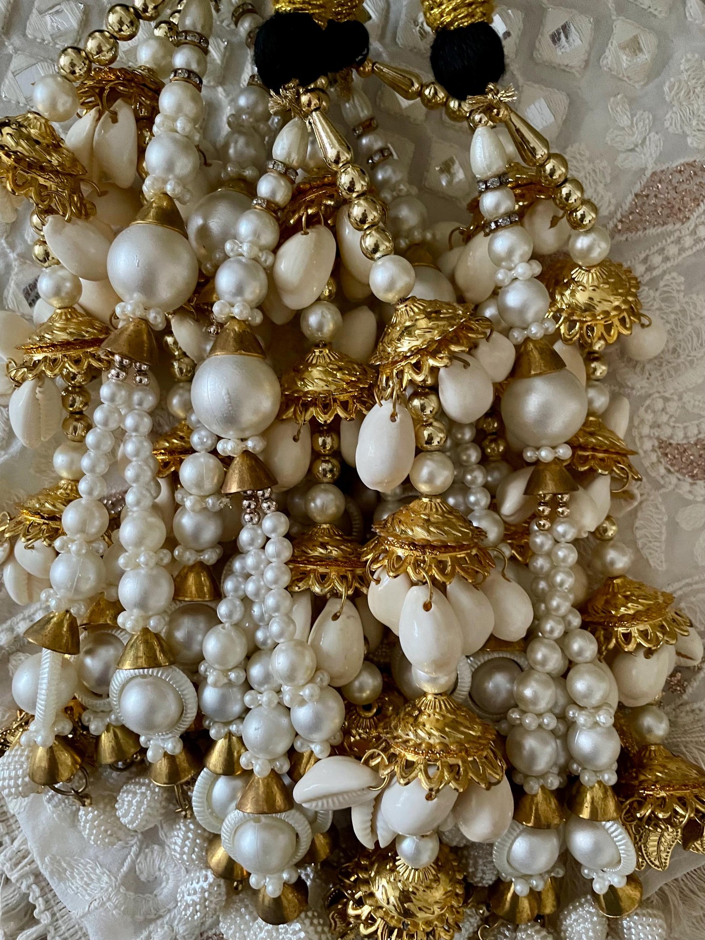 Bridal Paranda: Punjabi Wedding Hair Braid Tassel with Pearl & Cowrie Shell