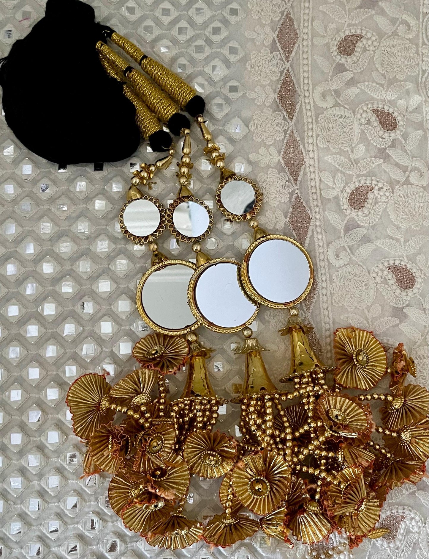 Gold Latkan Paranda: Punjabi Wedding Hair Braid Accessory