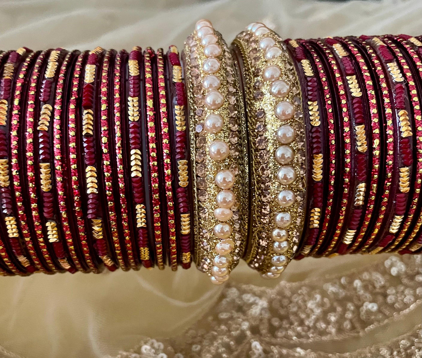 Glass Bangles| 2-4| Mehroon Dark-Red Karwa Chauth Eid Diwali