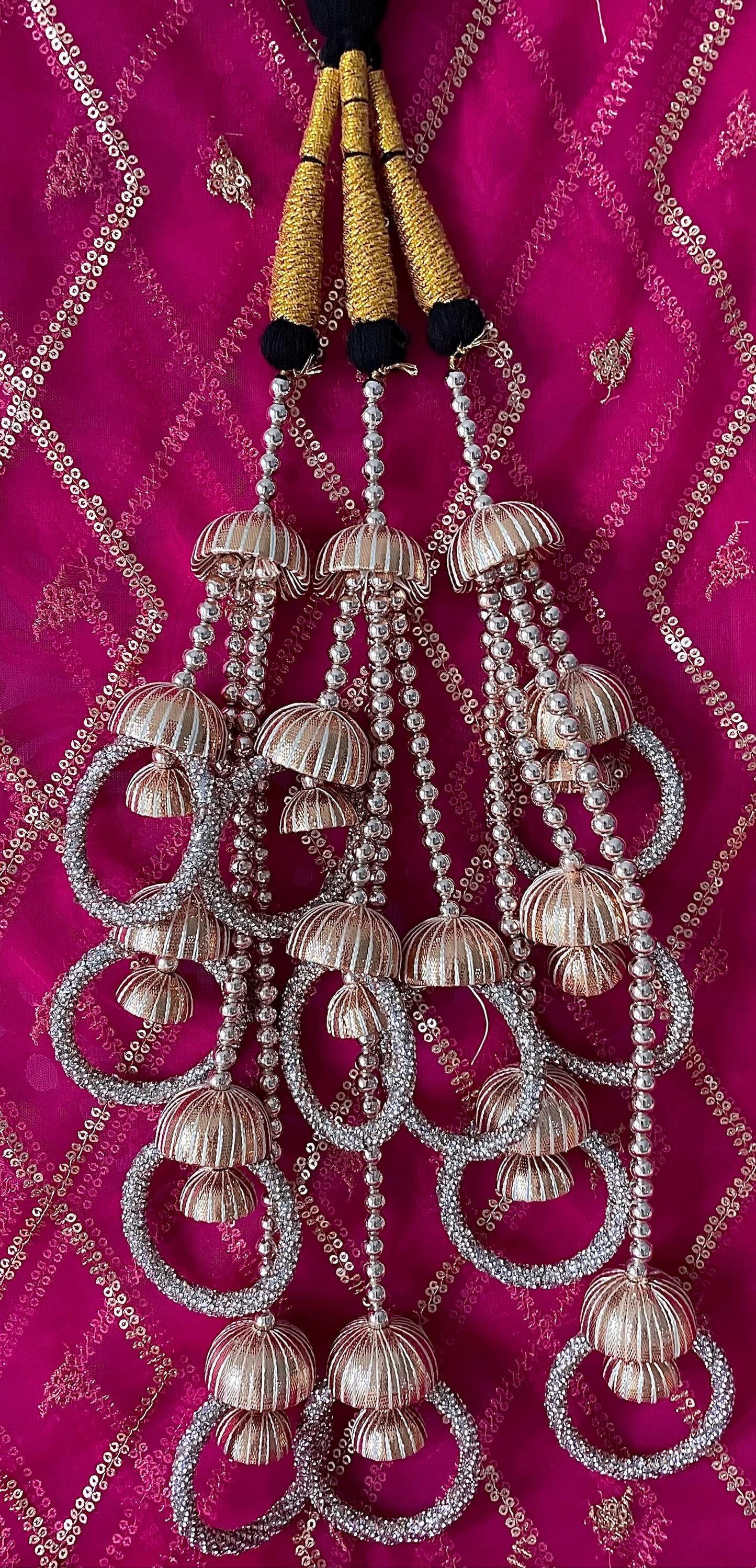 Bridal Paranda: Punjabi Wedding Hair Tassel with Rose Gold Gota