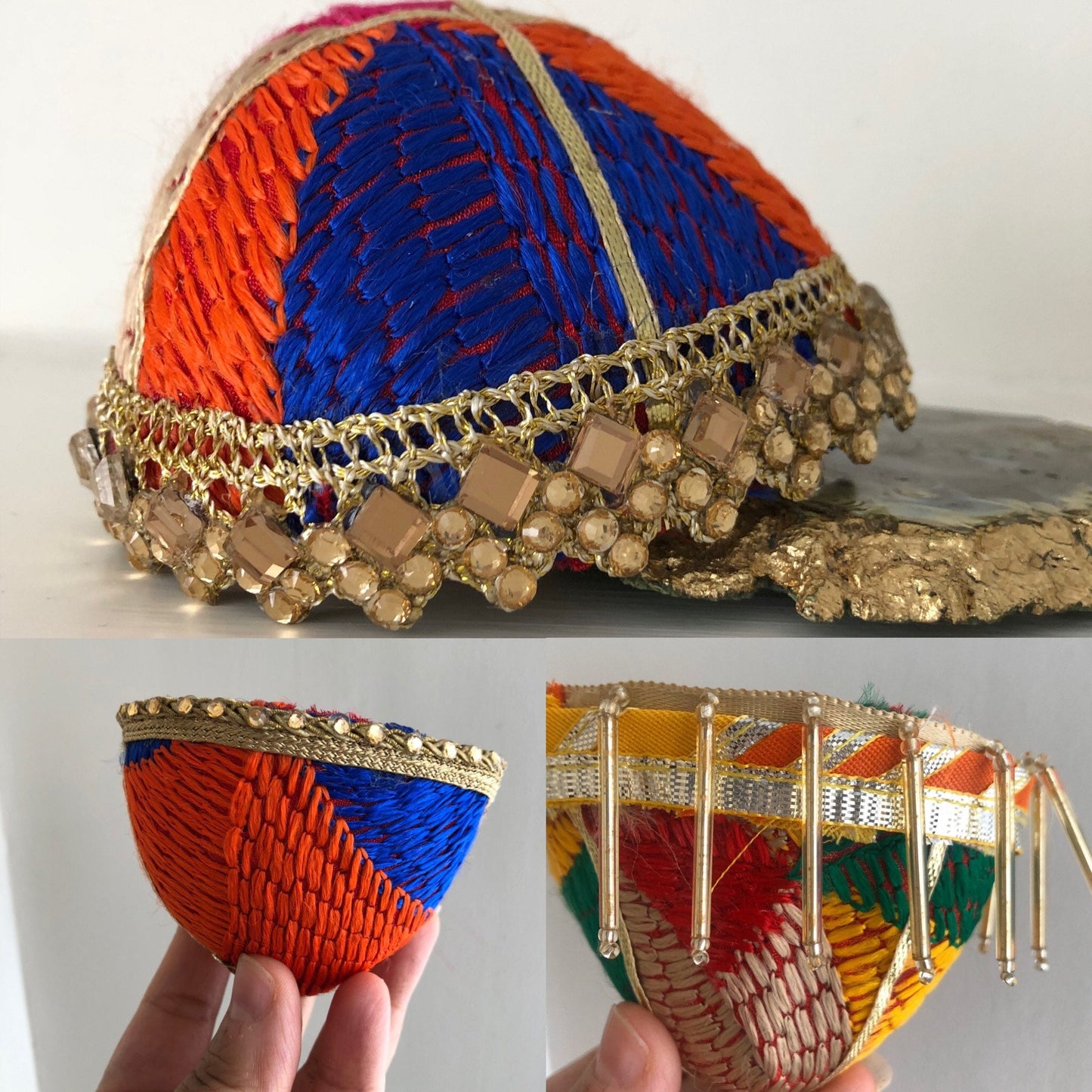 10 x Phulkari Thuttis Decorated Coconut Halves Nariyal essential Sikh Wedding Ladies Milni South Indian Wedding Accessory Asian Weddings